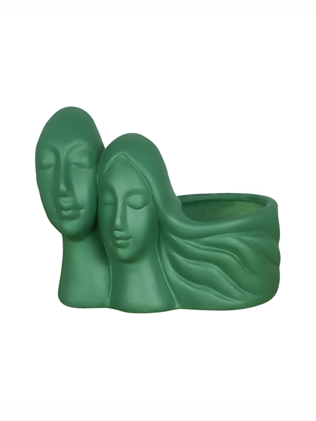 LASAKI Green Textured Couple Deep Jungle Ceramic Planter