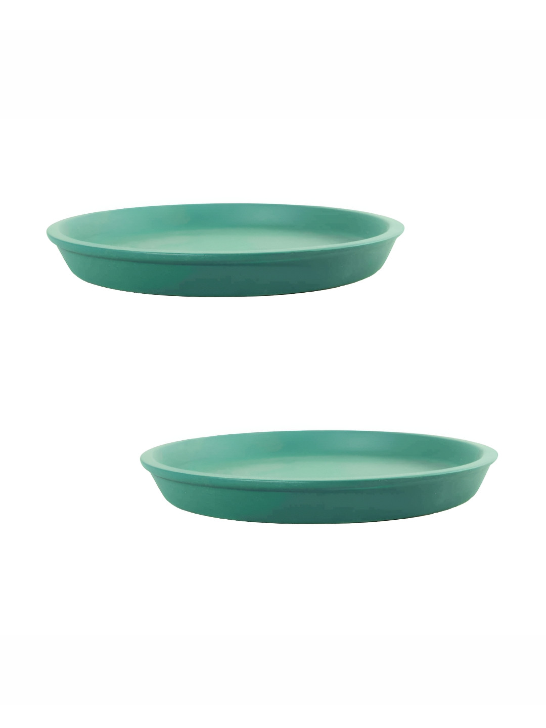 LASAKI 2 Pieces Green Round Ceramic Pot Trays