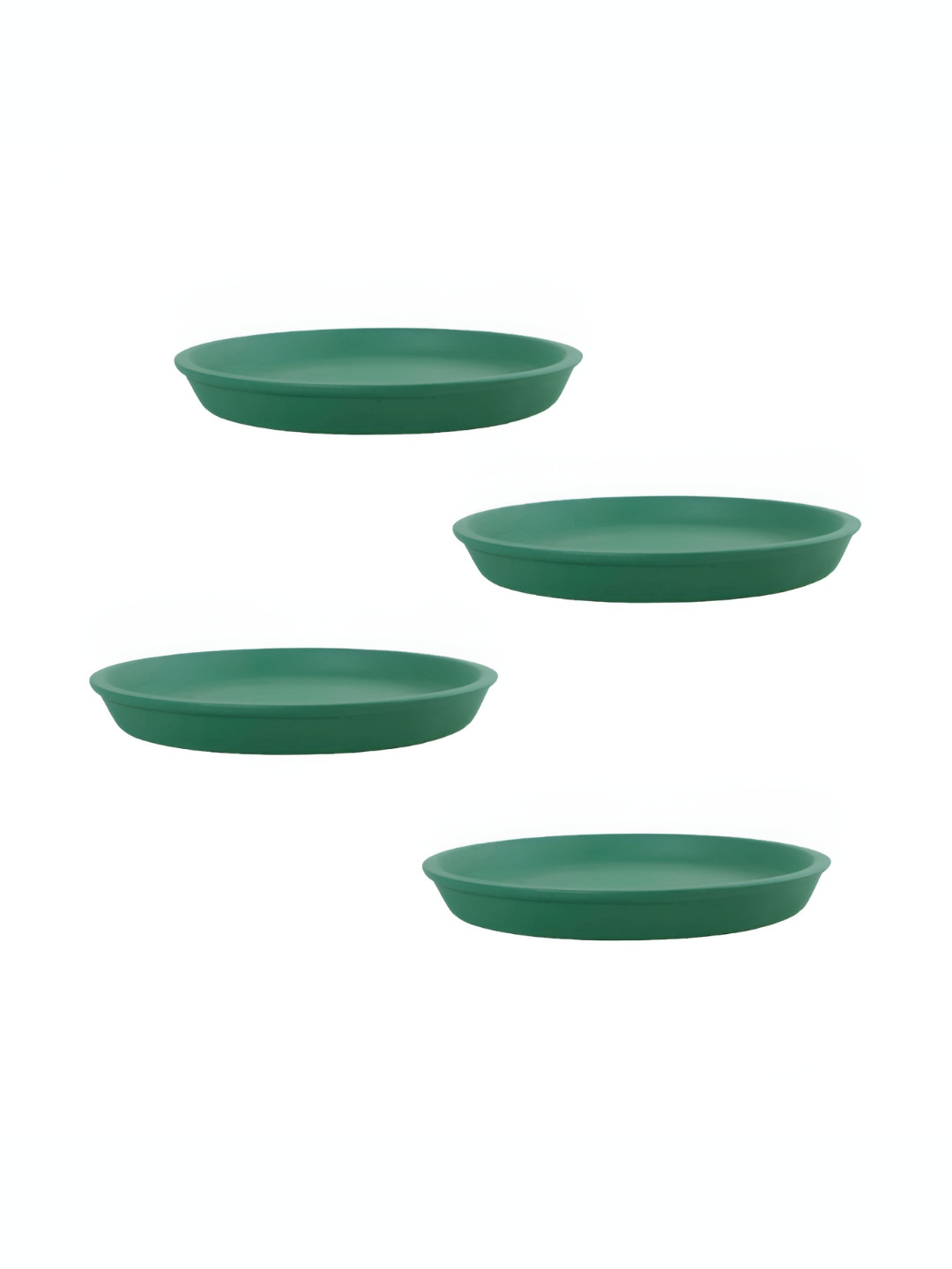 LASAKI 4 Pieces Green Round Ceramic Pot Trays