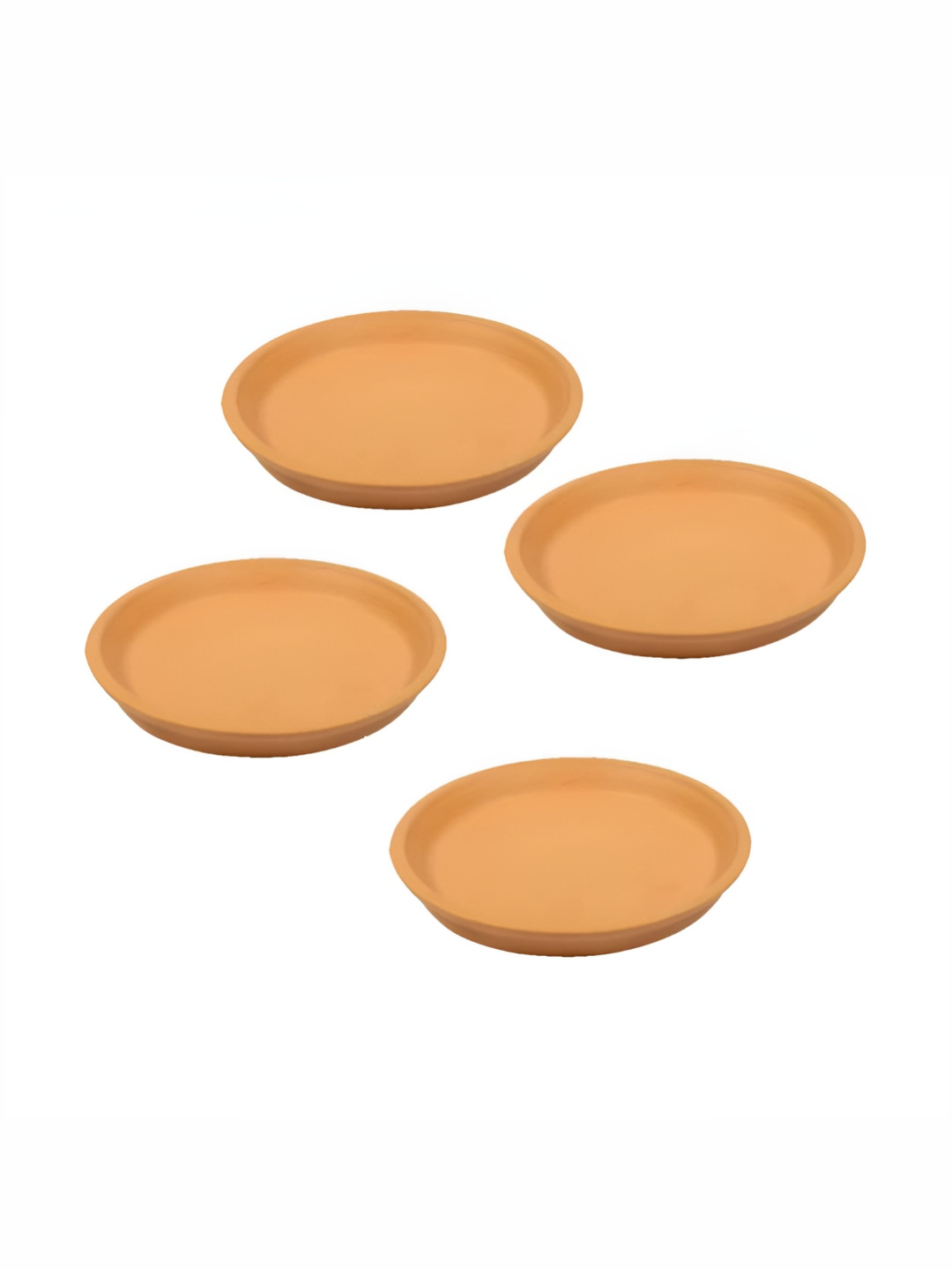LASAKI 4 Pcs Orange Round Ceramic Pot Trays