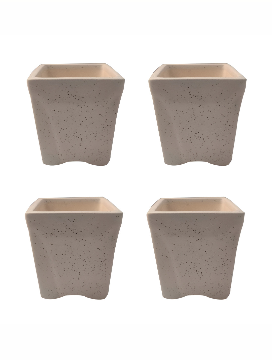 LASAKI White 4 Pieces Textured Ceramic Planters