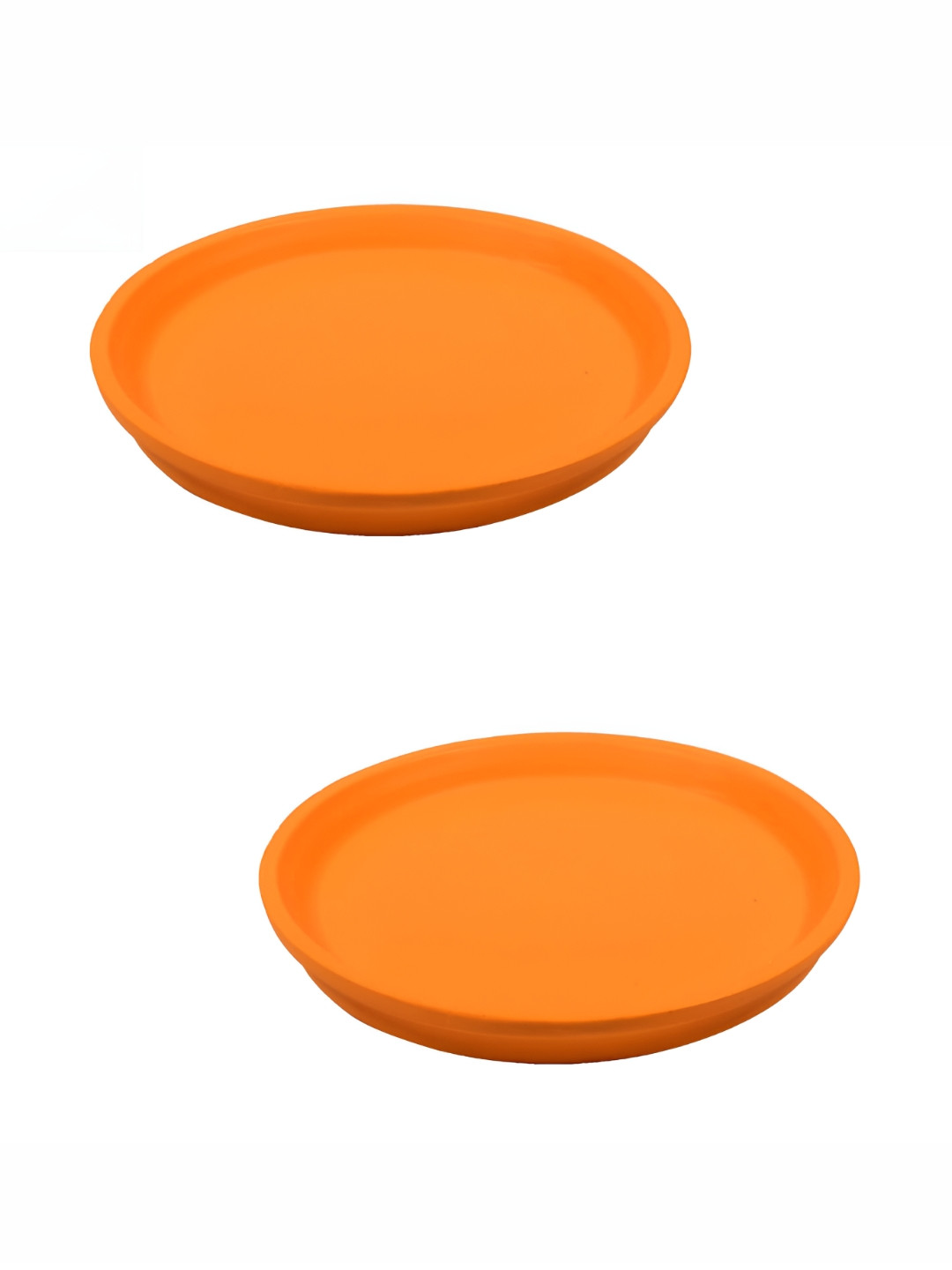 LASAKI 2 Pieces Orange Round Truffle Ceramic Pot Trays