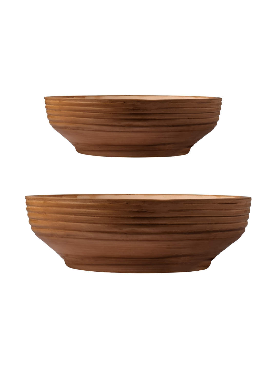 LASAKI Camry Brown 2 Pieces Textured Ceramic Planters