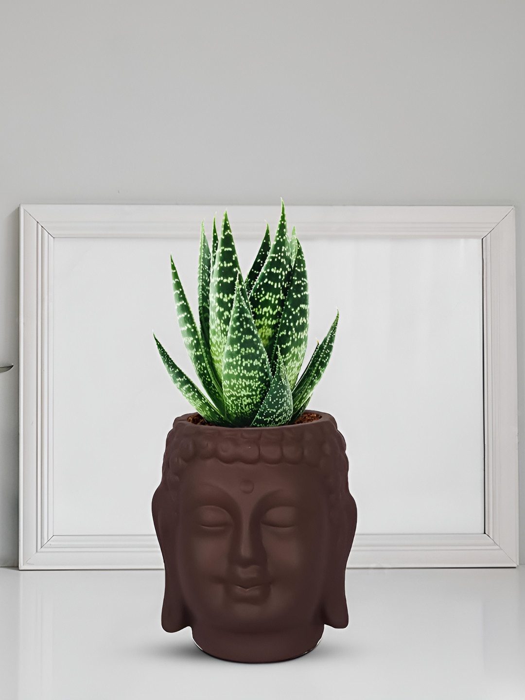 LASAKI Brown Textured Buddha Shape Ceramic Planters