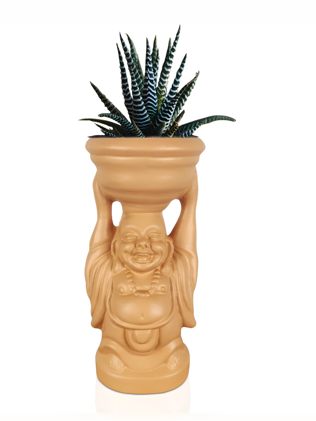LASAKI Bronze Textured Laughing Buddha Ceramic Planters