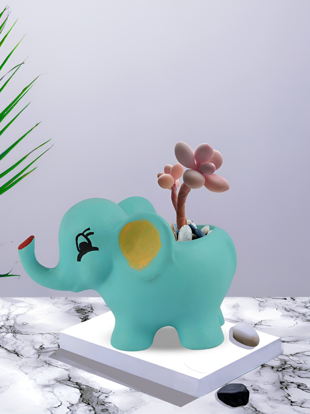 LASAKI Jumbo Blue Textured Aqua  Shape Ceramic Planters