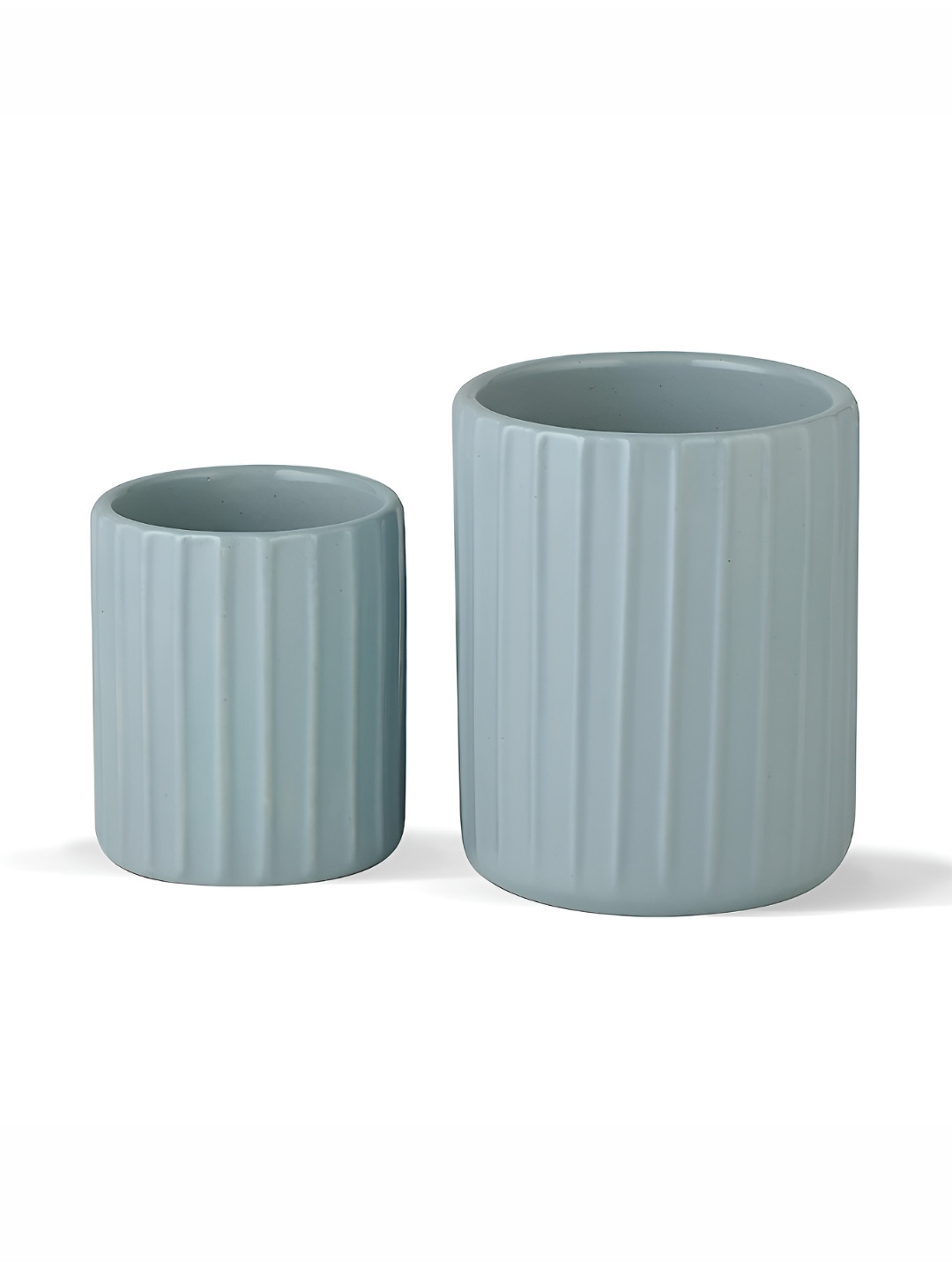 LASAKI Grey 2Pcs Textured Ceramic Herb Planters