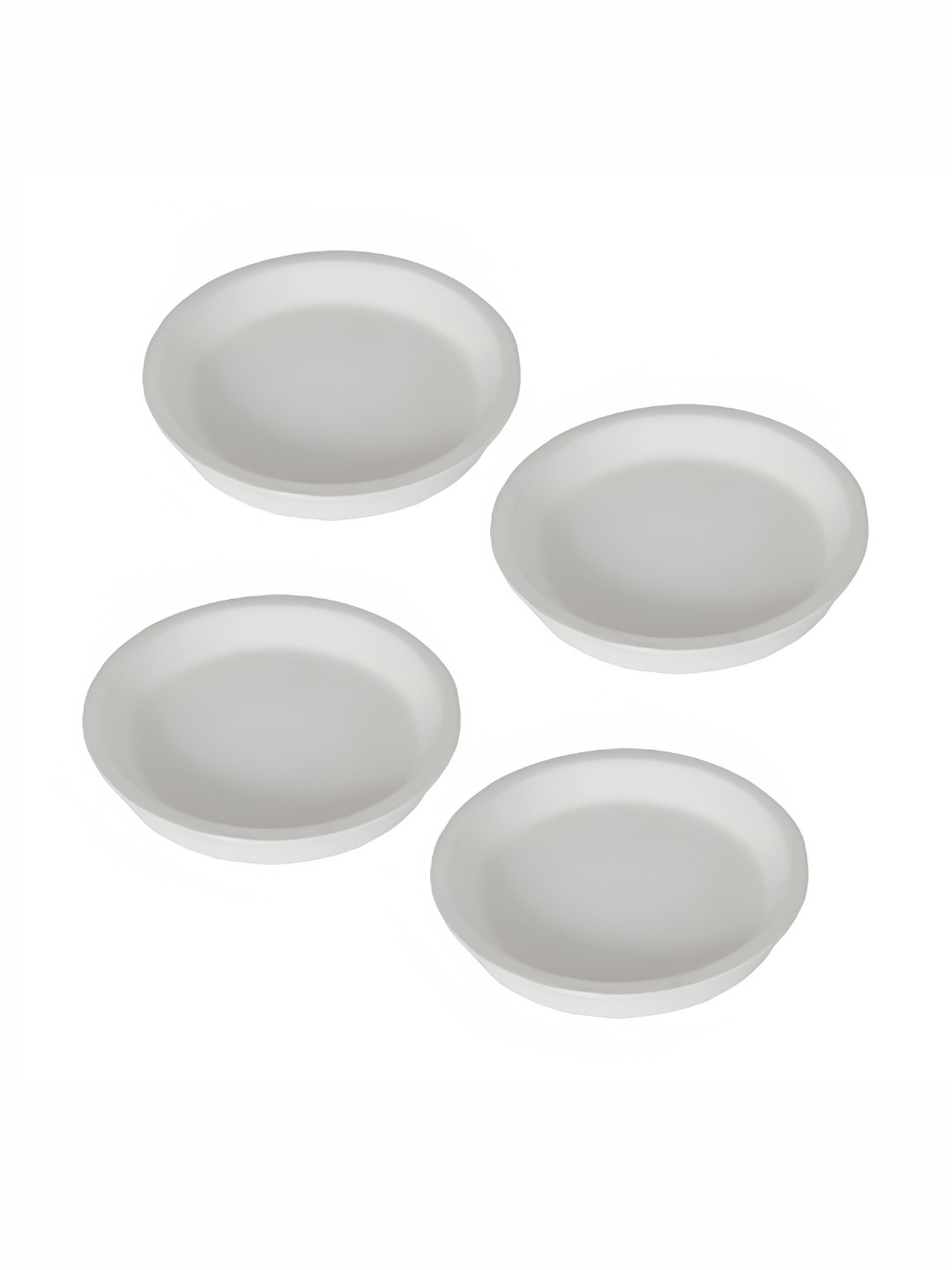 LASAKI 4 Pieces White Round Ceramic Pot Trays