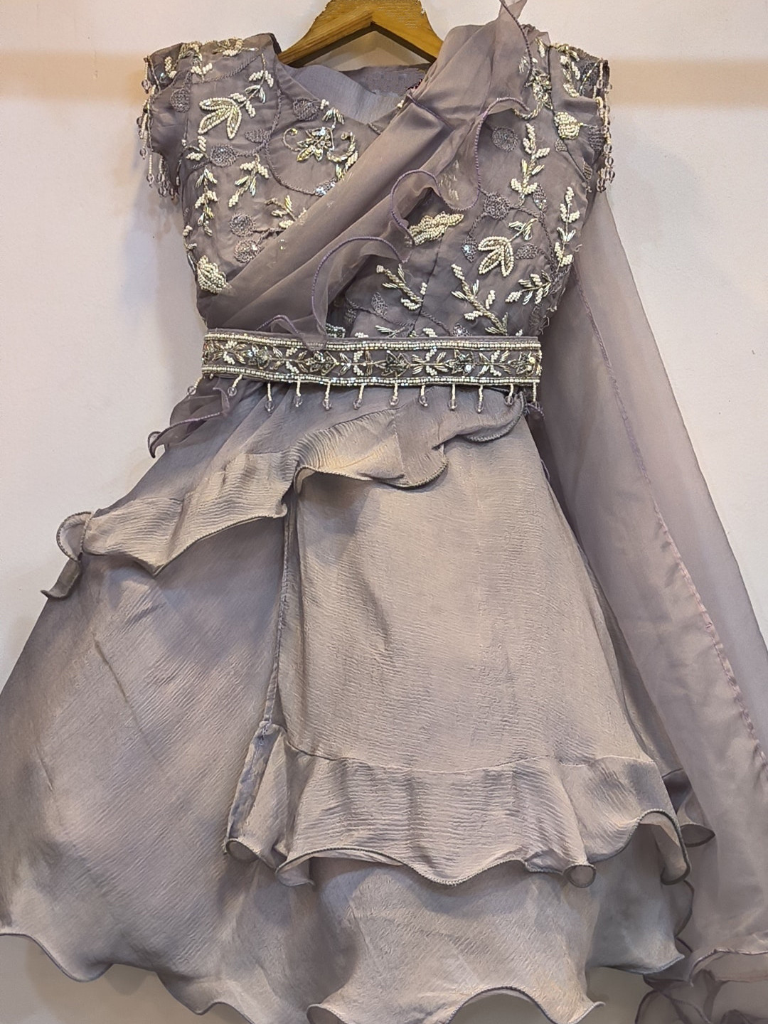 BAESD Girls Floral Embroidered Lehenga With Blouse & Dupatta