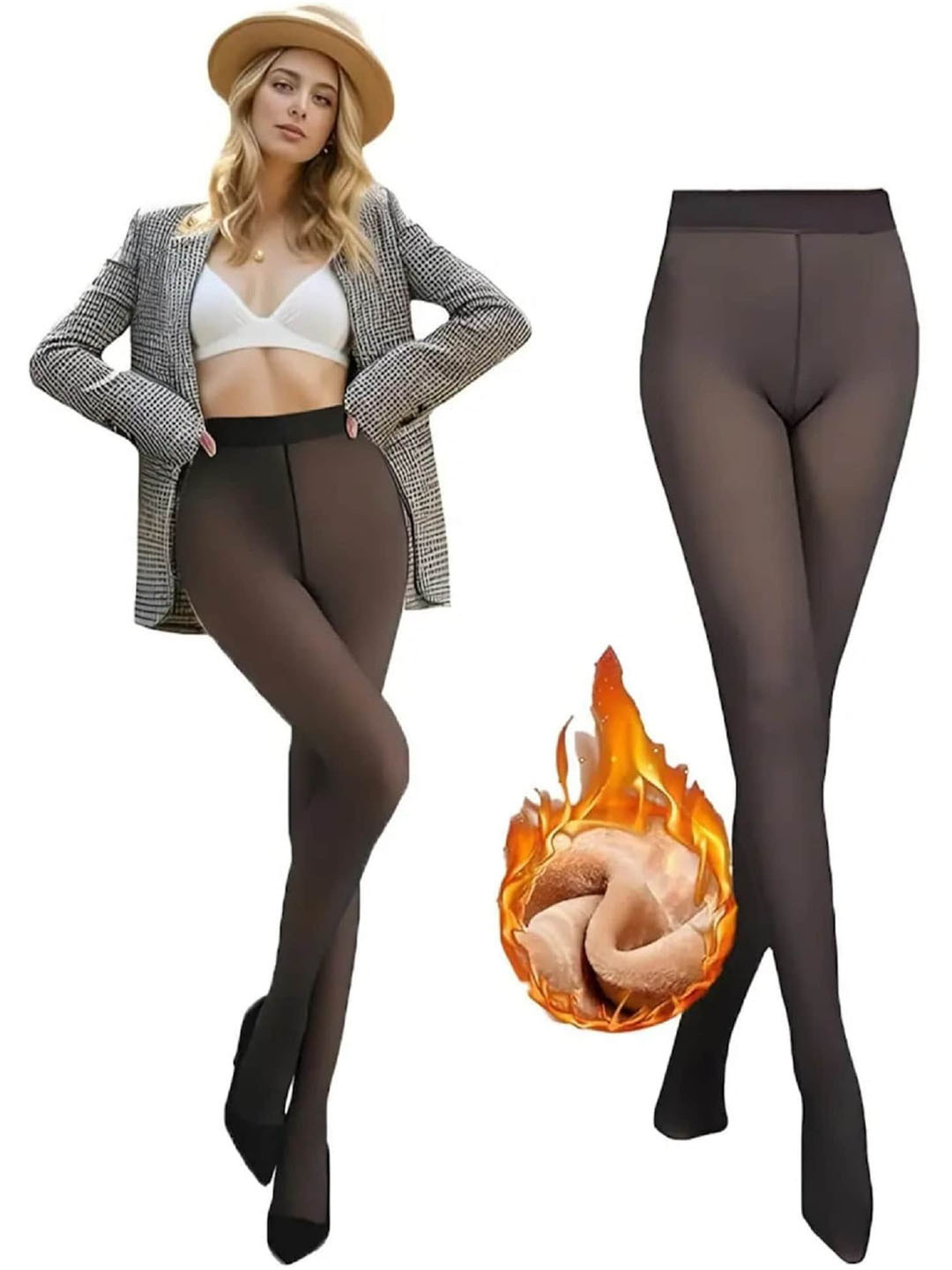 BAESD Dual Tone Fur High Waist Stockings