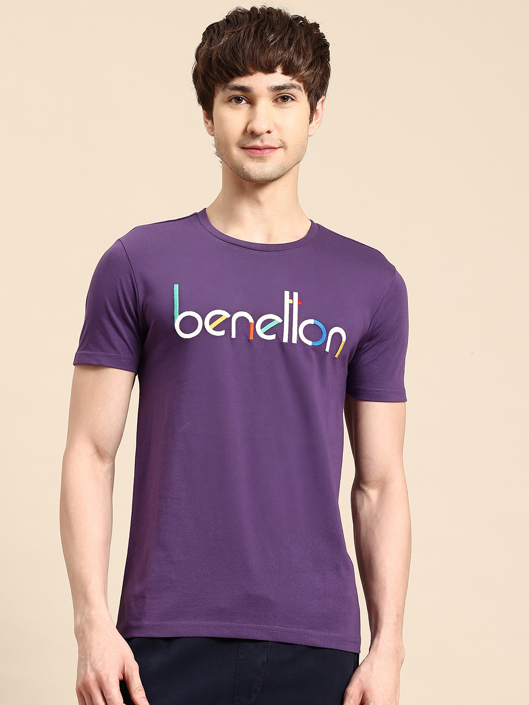 United Colors of Benetton Brand Name Embroidered T-shirt