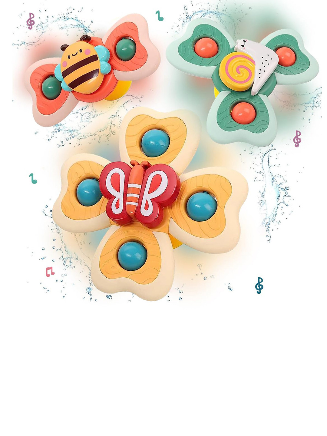 ADKD Infants 3 Pcs Spinner Bath Toys & Accessories