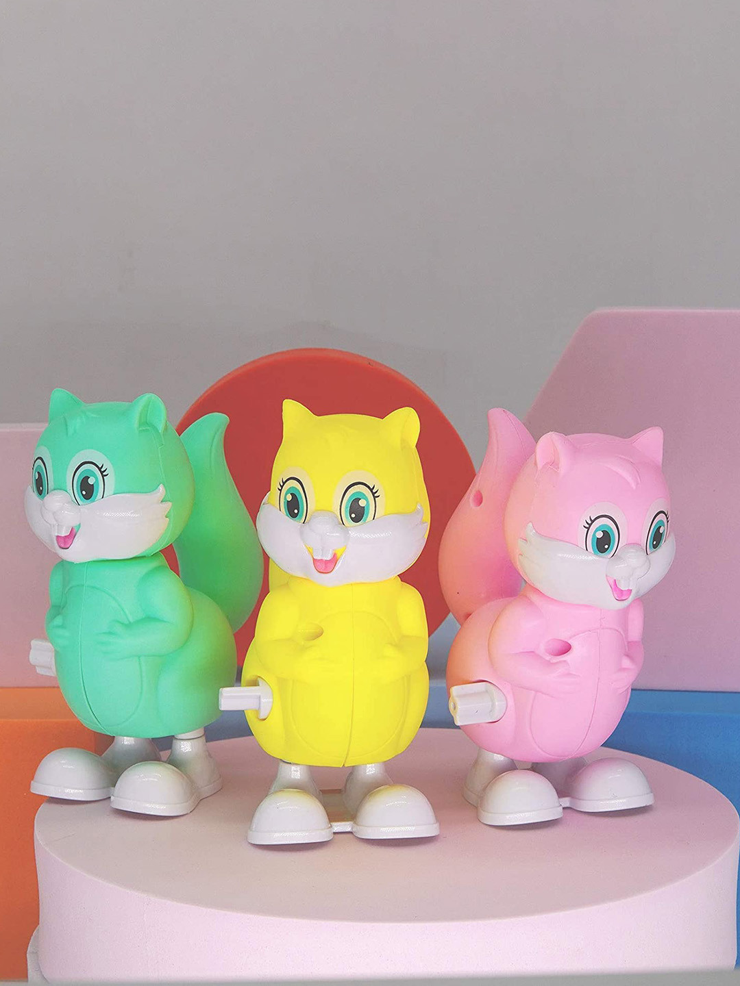 ADKD Infants 3-Pcs Colorful Key Wind Up Animal Toys