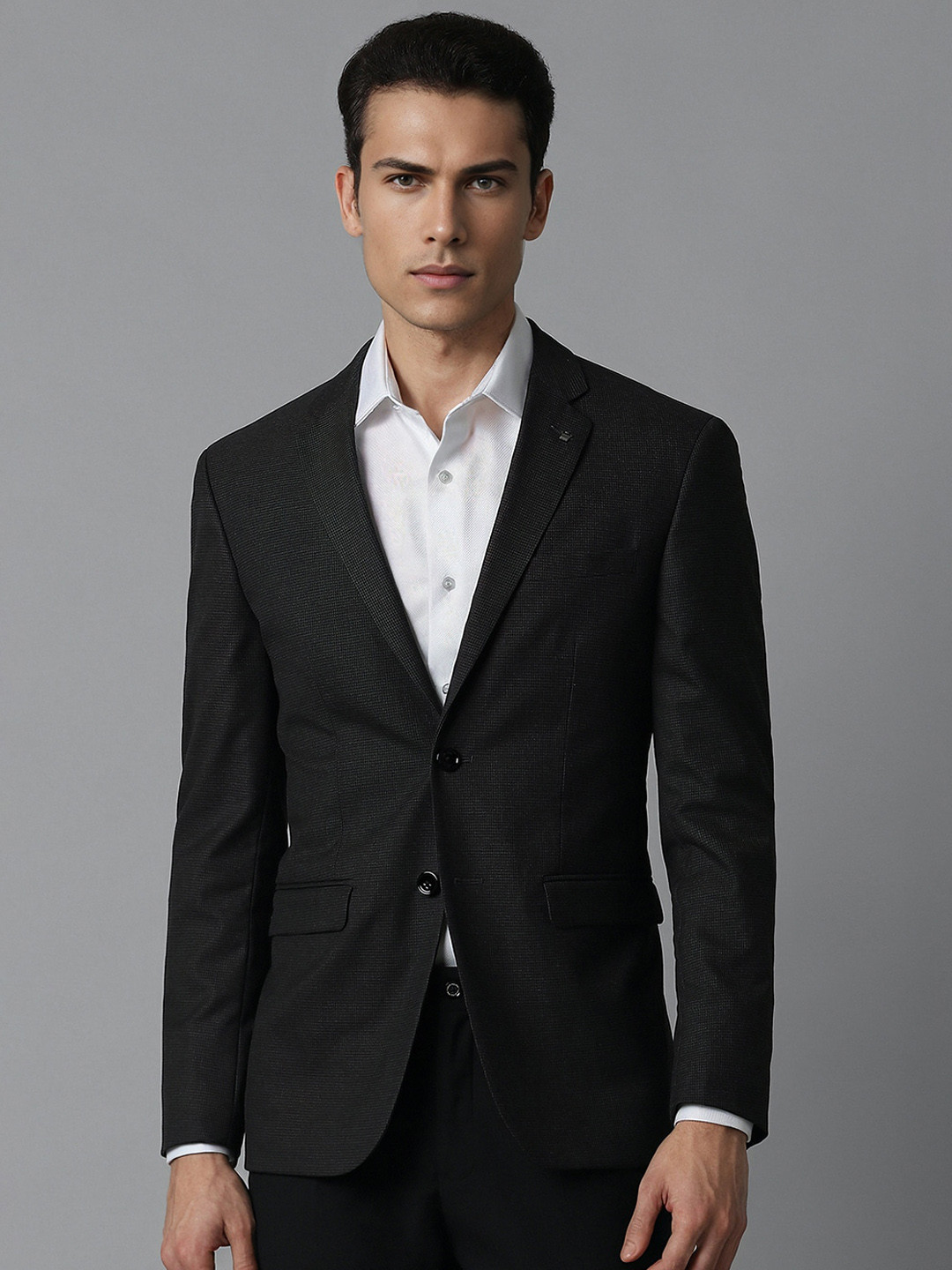 Louis Philippe Checked Notched Lapel Slim-Fit Single-Breasted Formal Blazers