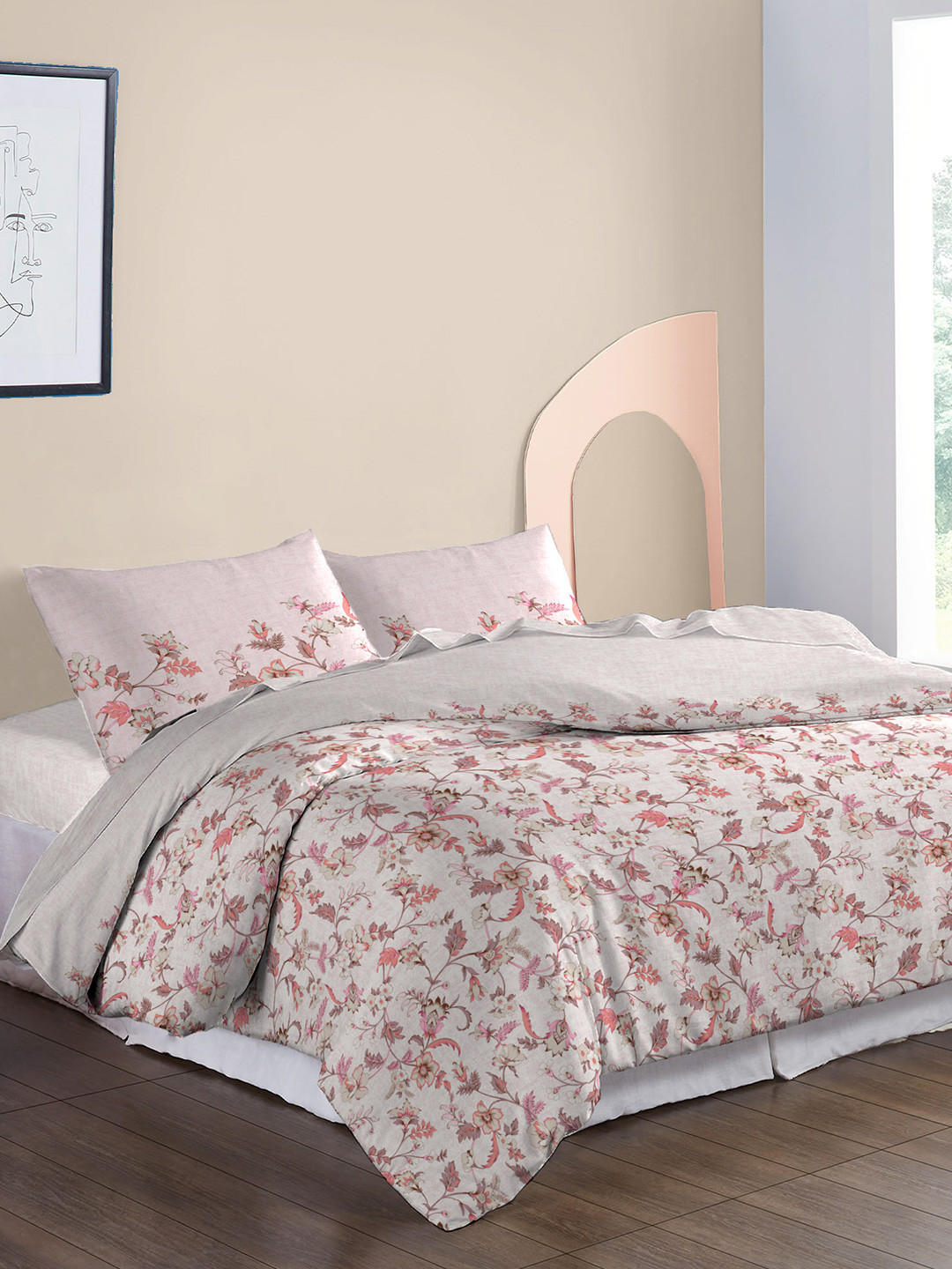 MYTRIDENT Orange & White Pure Cotton Mild Winter Double King Bedding With 2 Pillow Covers