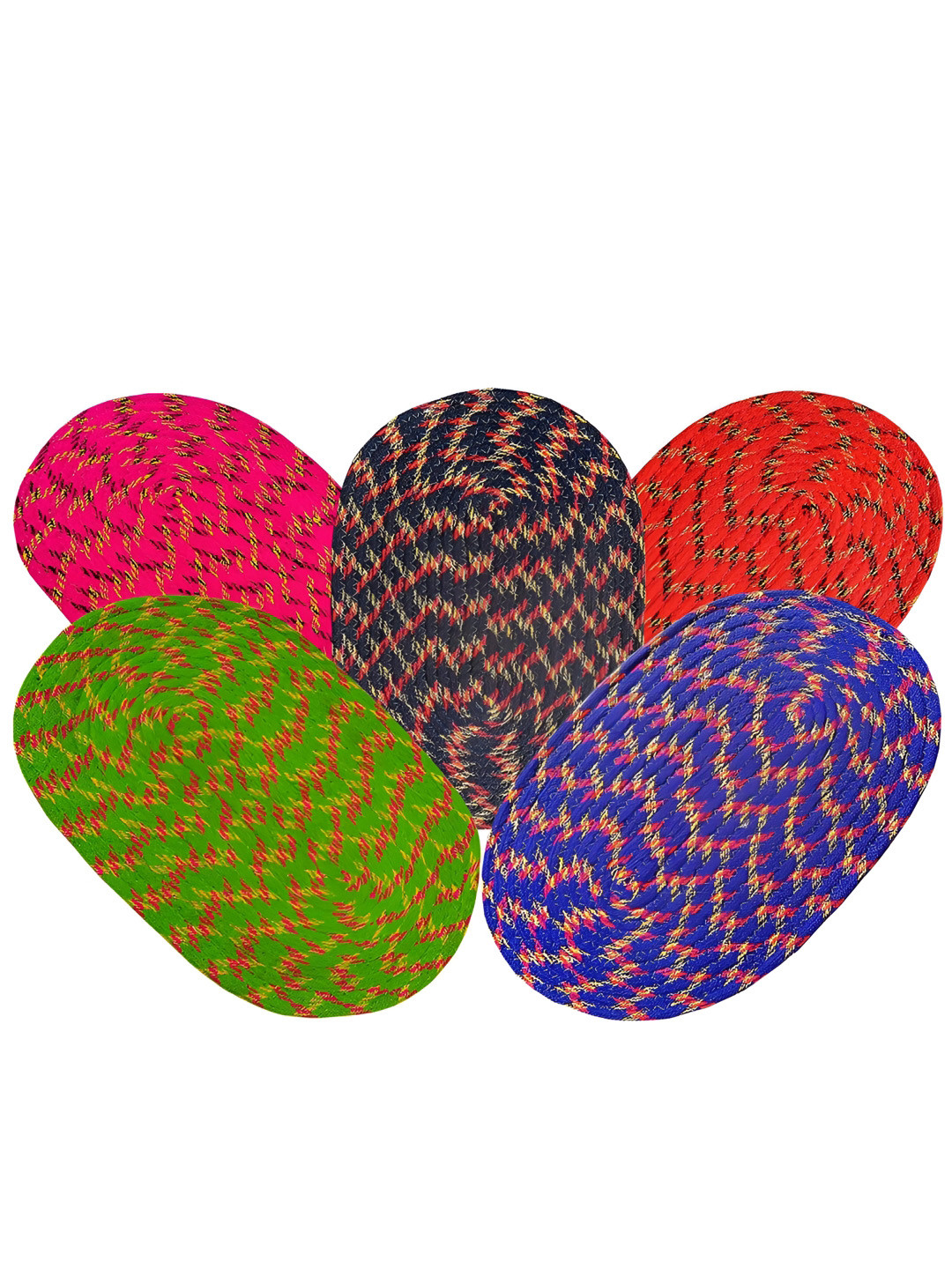 Supreme Home Collective Blue & Green 5Pcs Cotton Self-Designed Anti-Skid Doormat