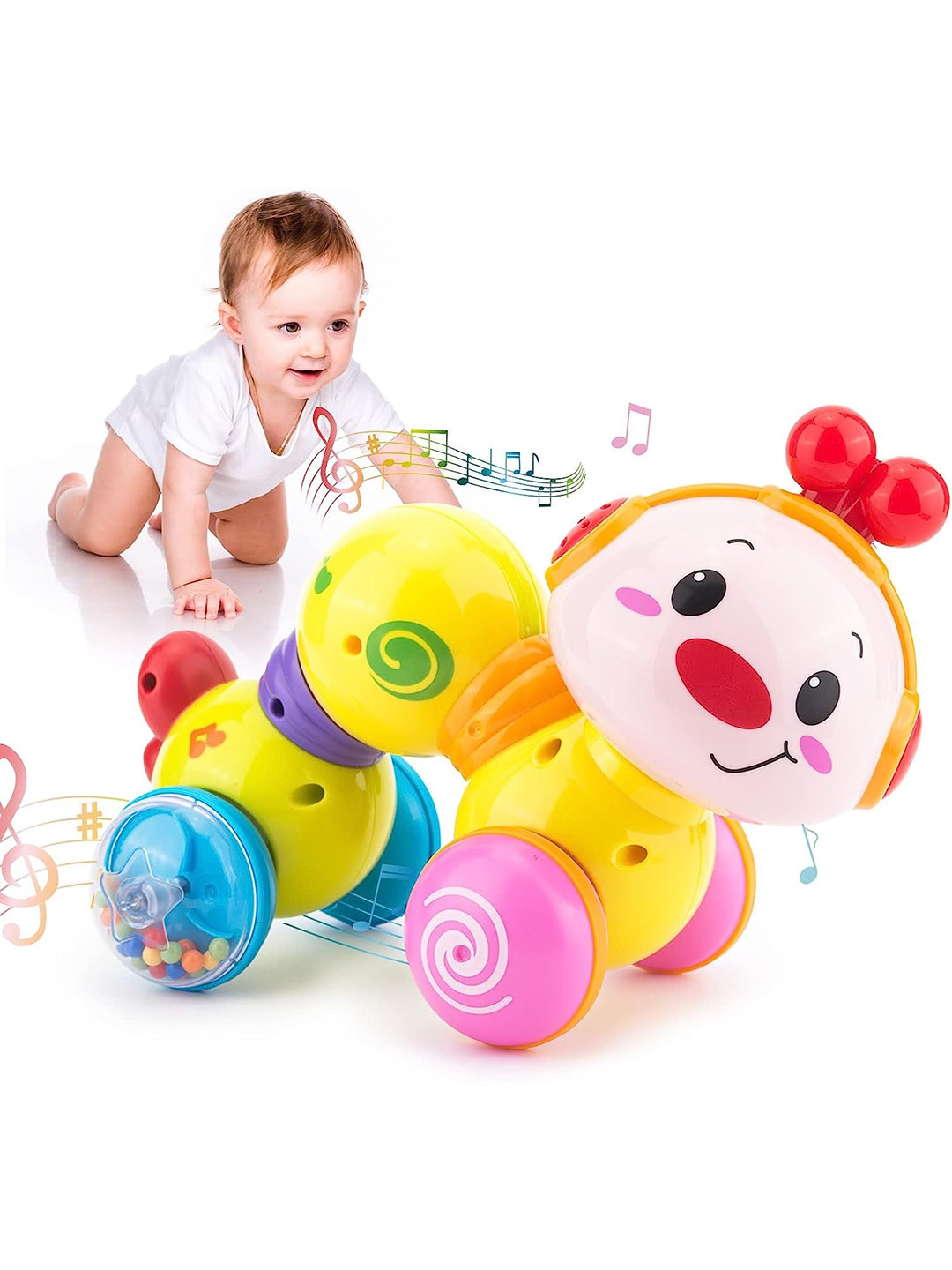 ADKD Kids Press & Go Cute Caterpillar Crawling Toy With Music & Light