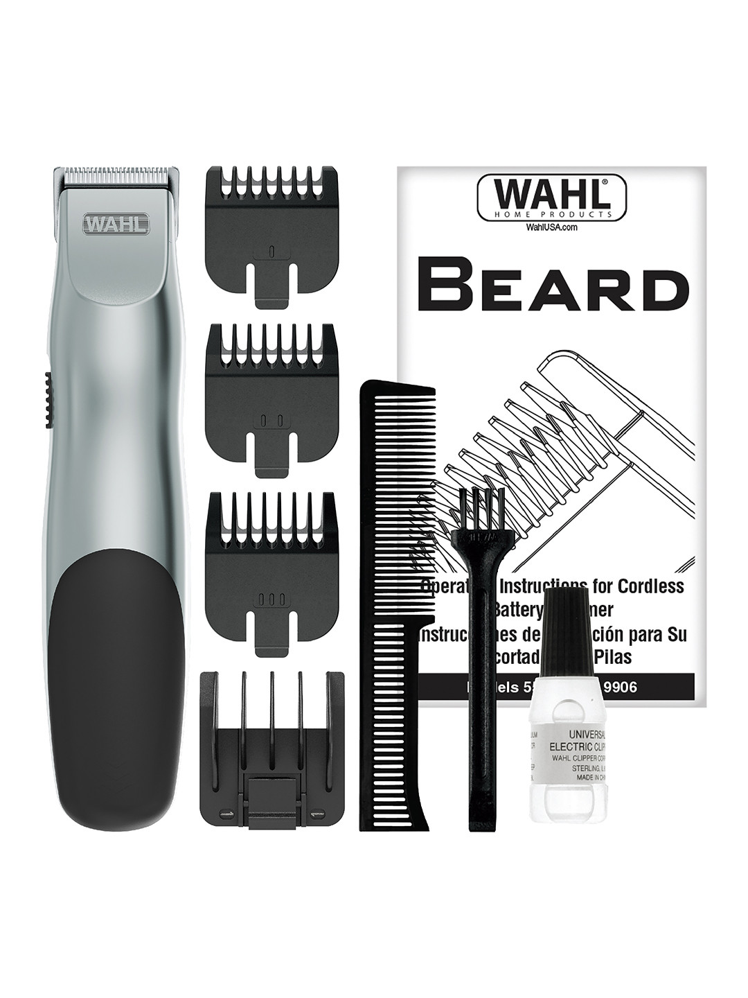 WAHL Beard Rechargeable Battery Trimmer With 10 Trimming Lengths - Silver