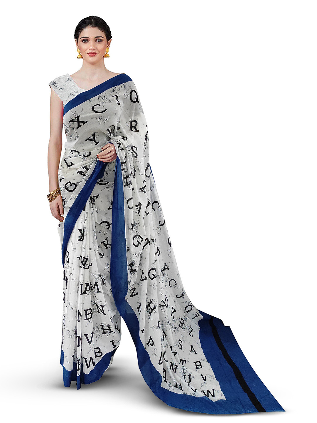 JAIPURI BLOCK PRINT Batik Pure Cotton Block Print Saree