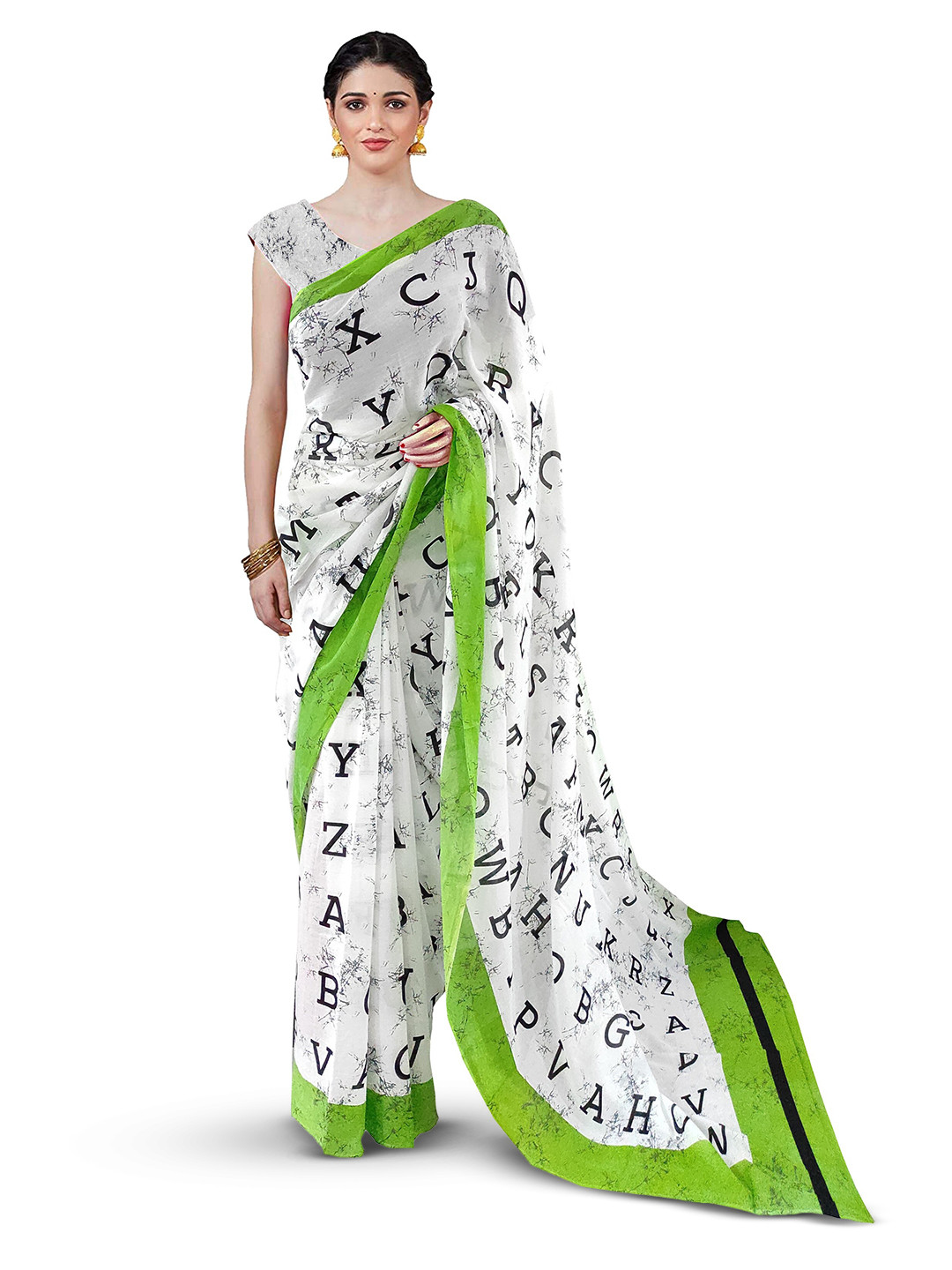 JAIPURI BLOCK PRINT Typography Block Printed Saree