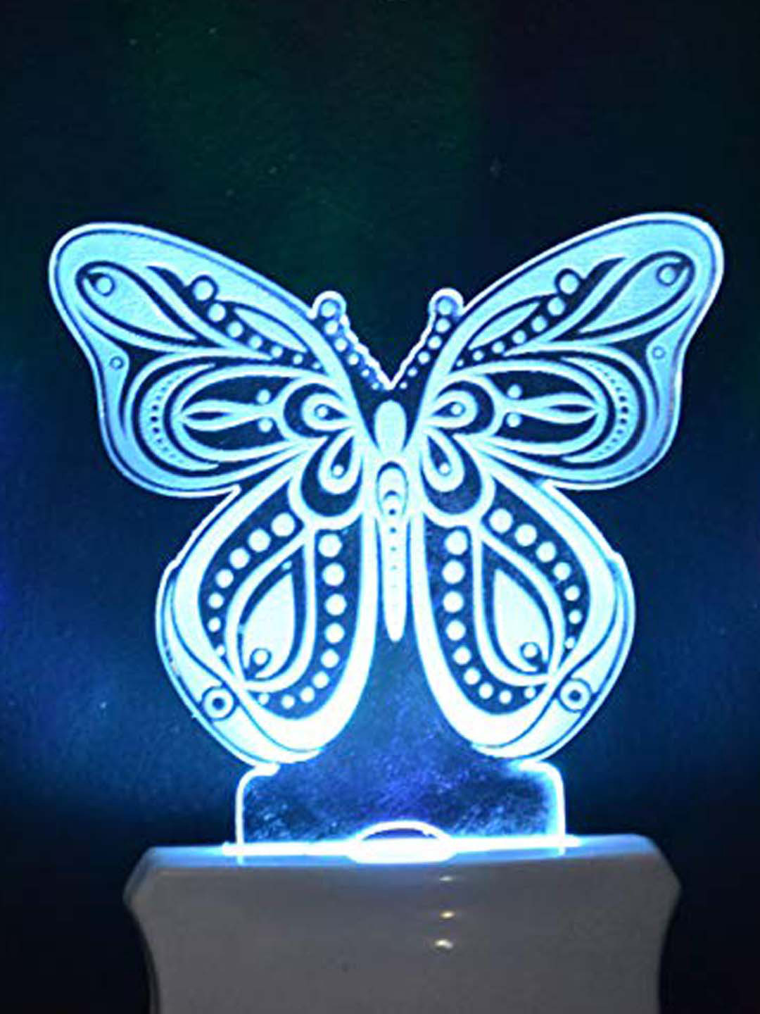 NMII White Butterfly 3D Illusion Night Table Lamp