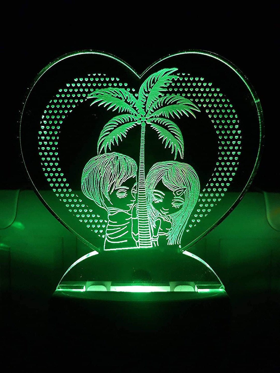 NMII Green & Blue Printed Acrylic 3D Illusion Plug Night Lamp