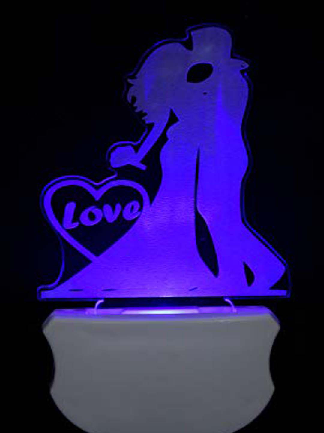 NMII White & Red Printed Couple  Acrylic 3D Illusion Plug Night Lamp