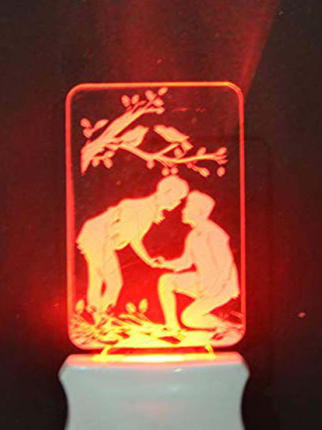 NMII White & Red Couple 3D Illusion Night Table Lamps