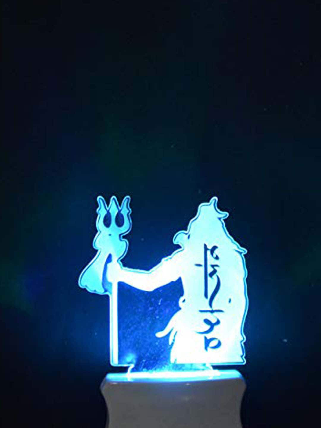 NMII White & Green Lord Shiva Printed 3D Illusion Night Lamp