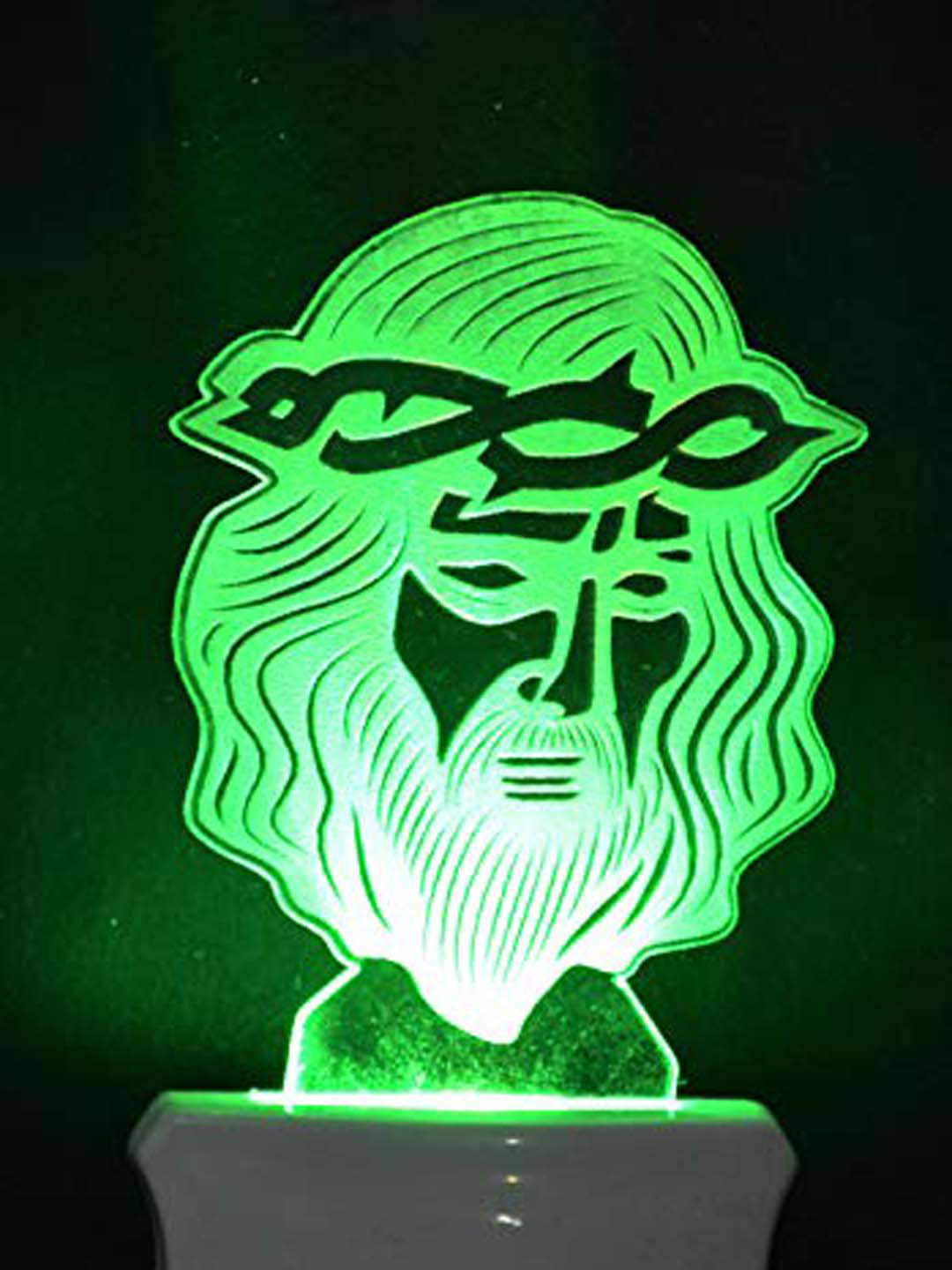 NMII White & Green Jesus Printed 3D Illusion Night Lamp