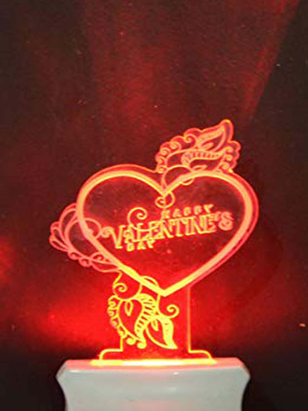 NMII Green & Red Printed Heart Acrylic 3D Illusion Plug Night Lamp