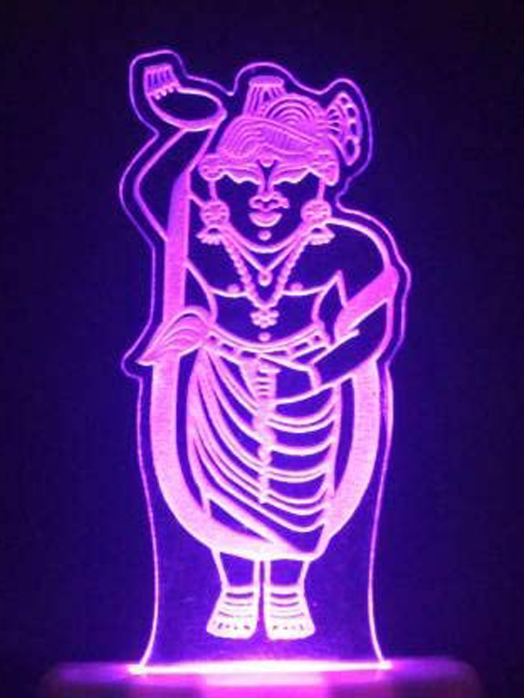 NMII White & Blue Printed Shreen Nath Ji Acrylic 3D Illusion Plug Night Lamp
