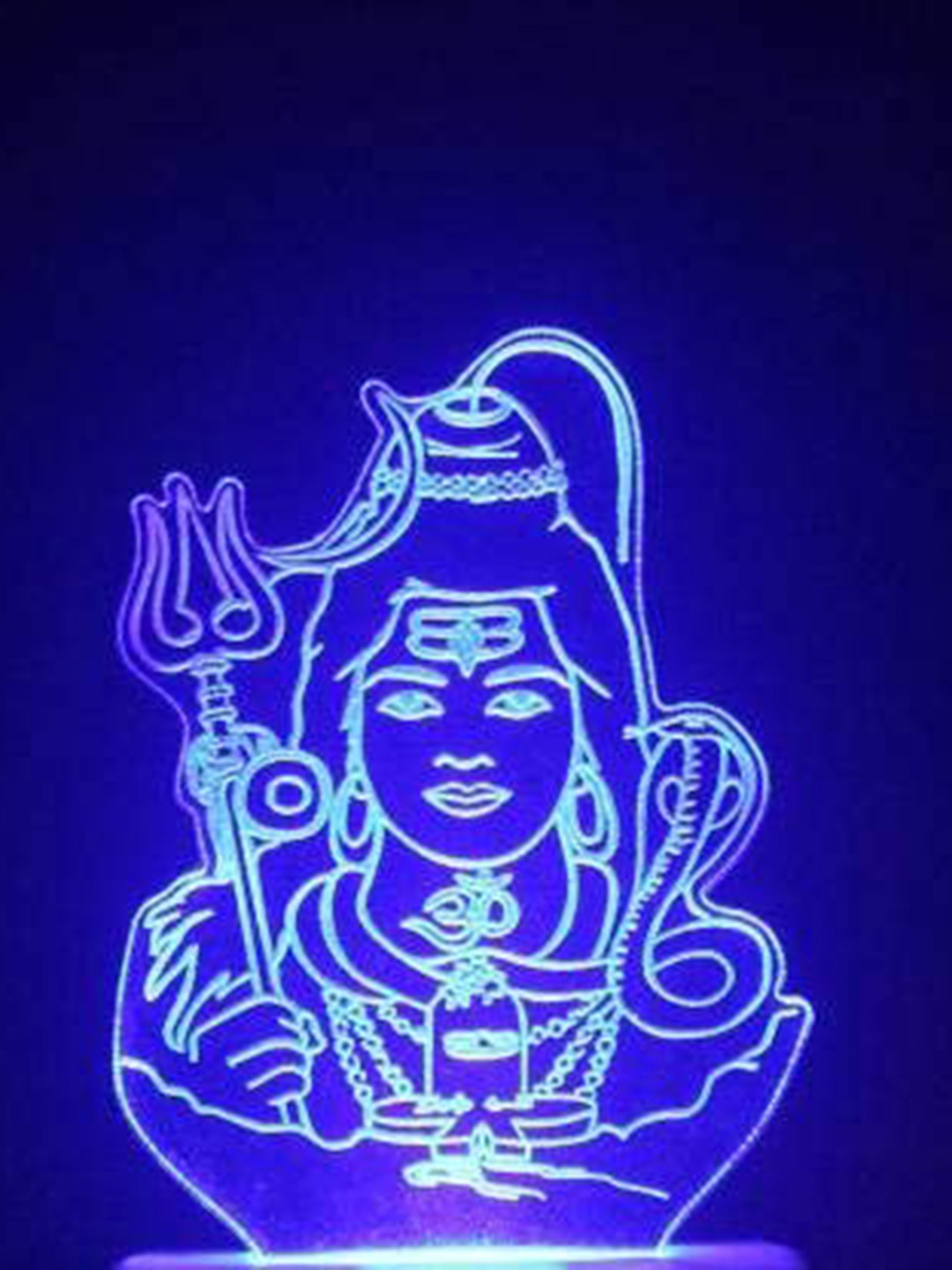 NMII Green & Blue Printed Lord Shiv Acrylic 3D Illusion Plug Night Lamp