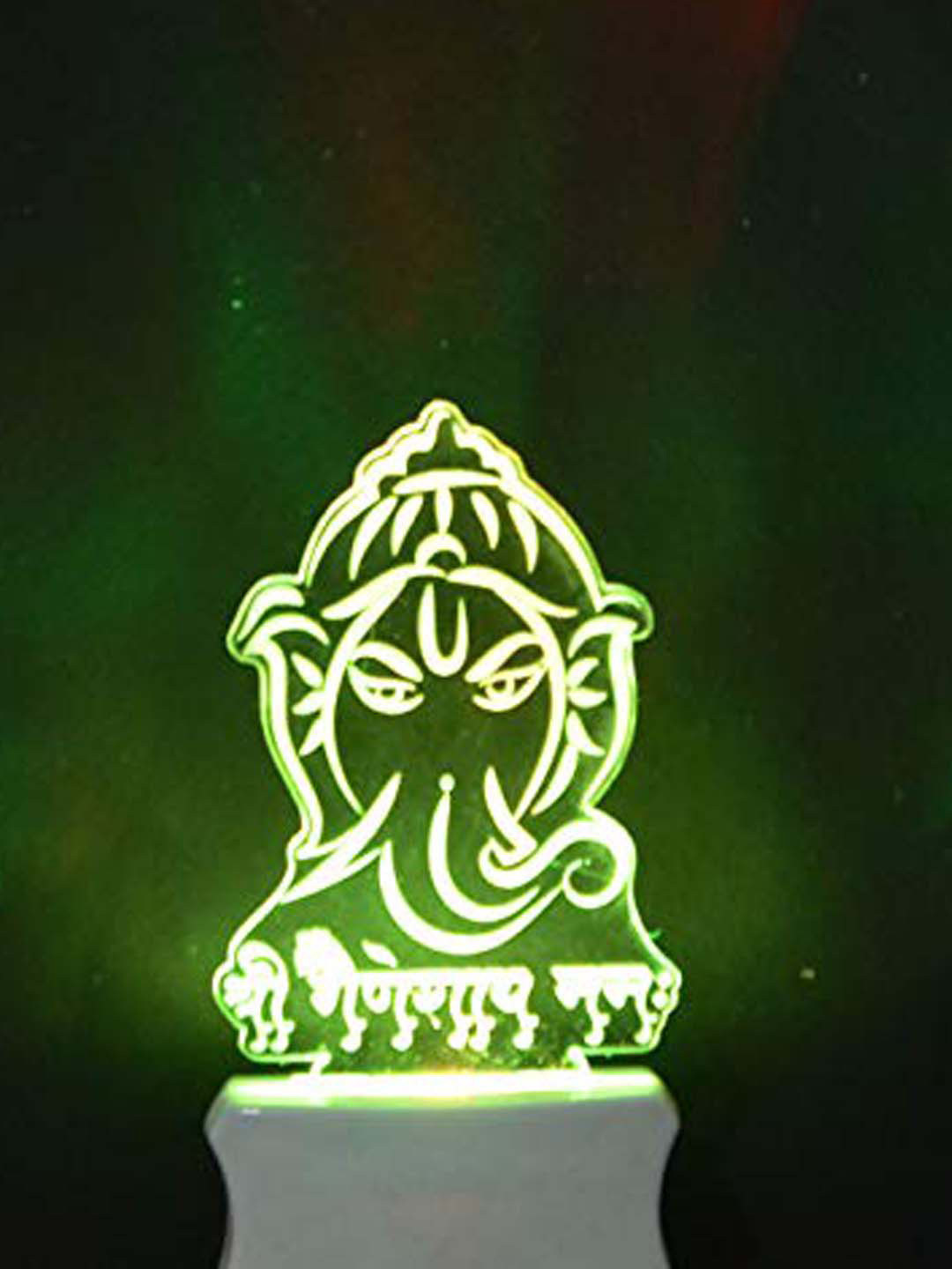 NMII White & Red Printed Lord Ganesh Acrylic 3D Illusion Plug Night Lamp