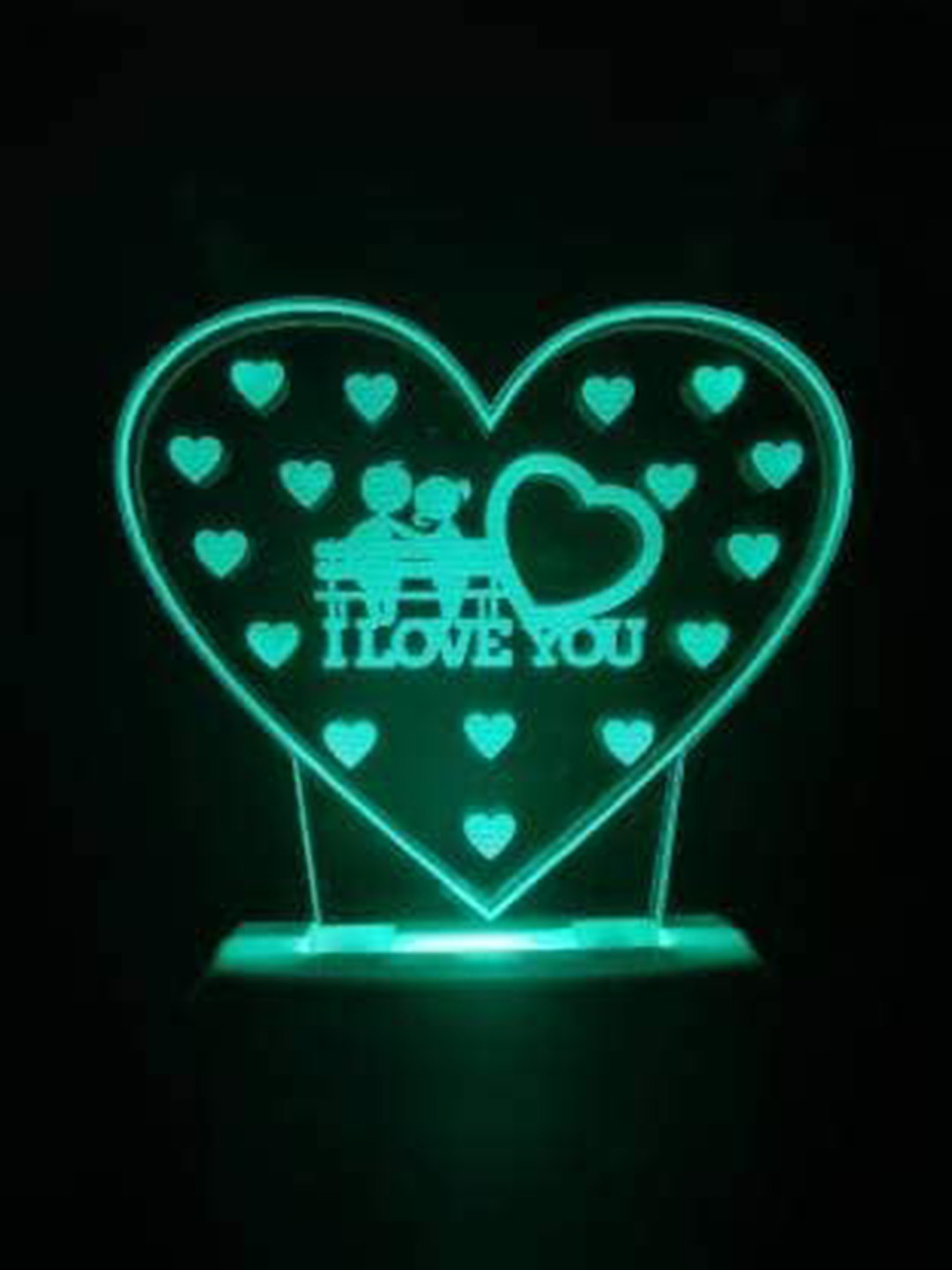 NMII White & Green I LOVE YOU Printed 3D Illusion Night Lamp