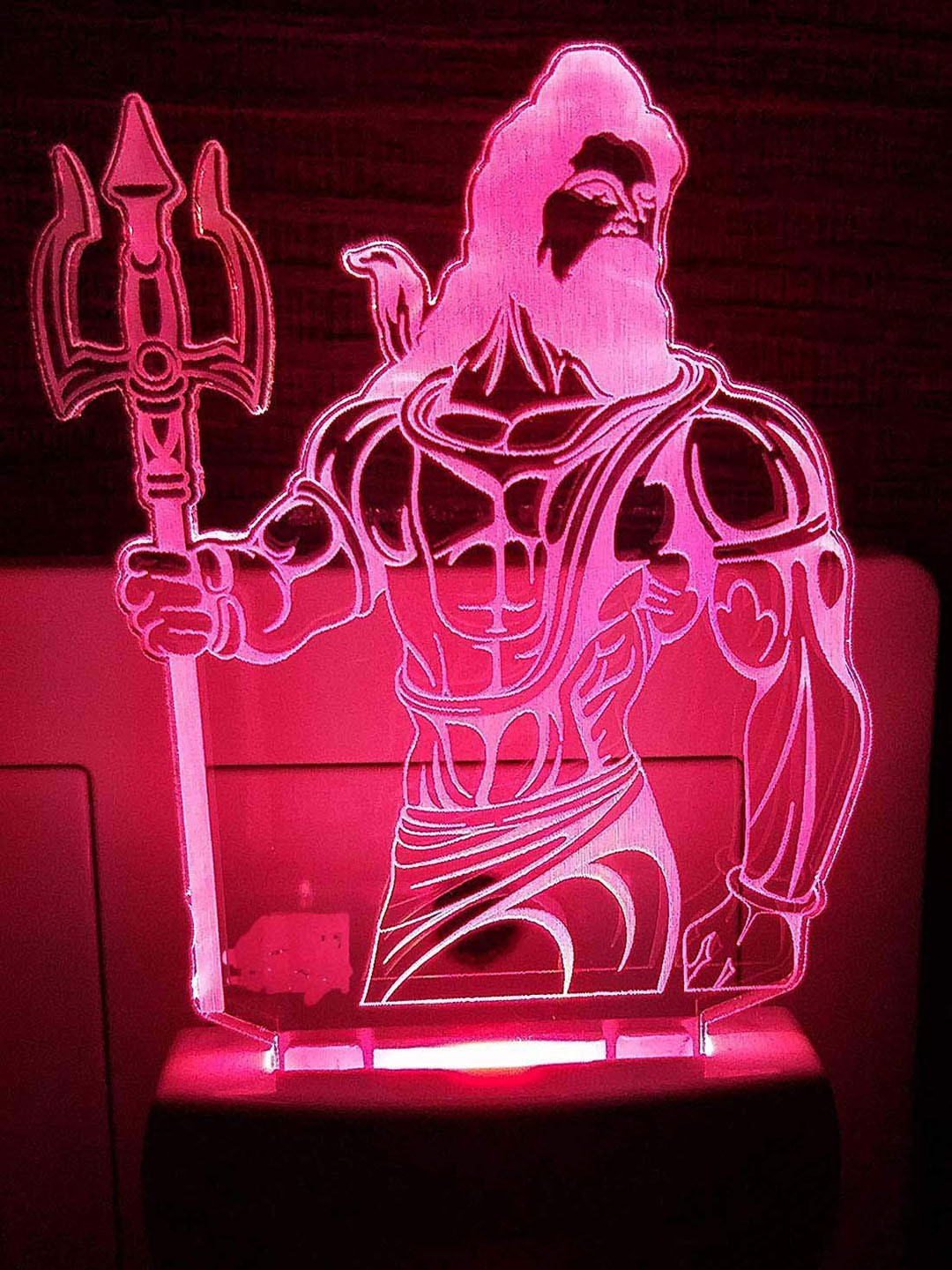NMII Green & Pink Lord Shiv 3D Illusion Acrylic Table Lamps