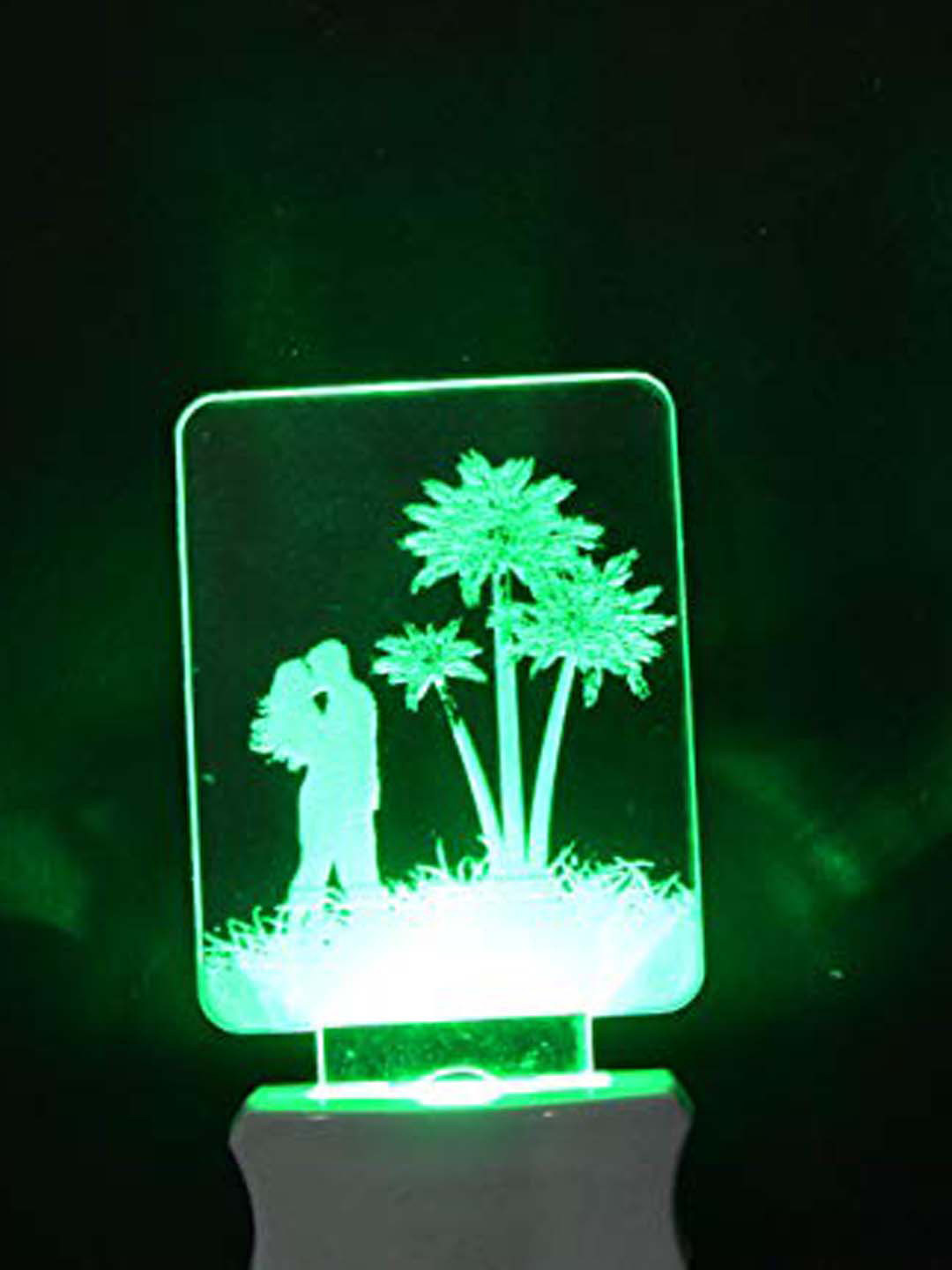 NMII White & Blue Printed Couple  Acrylic 3D Illusion Plug Night Lamp