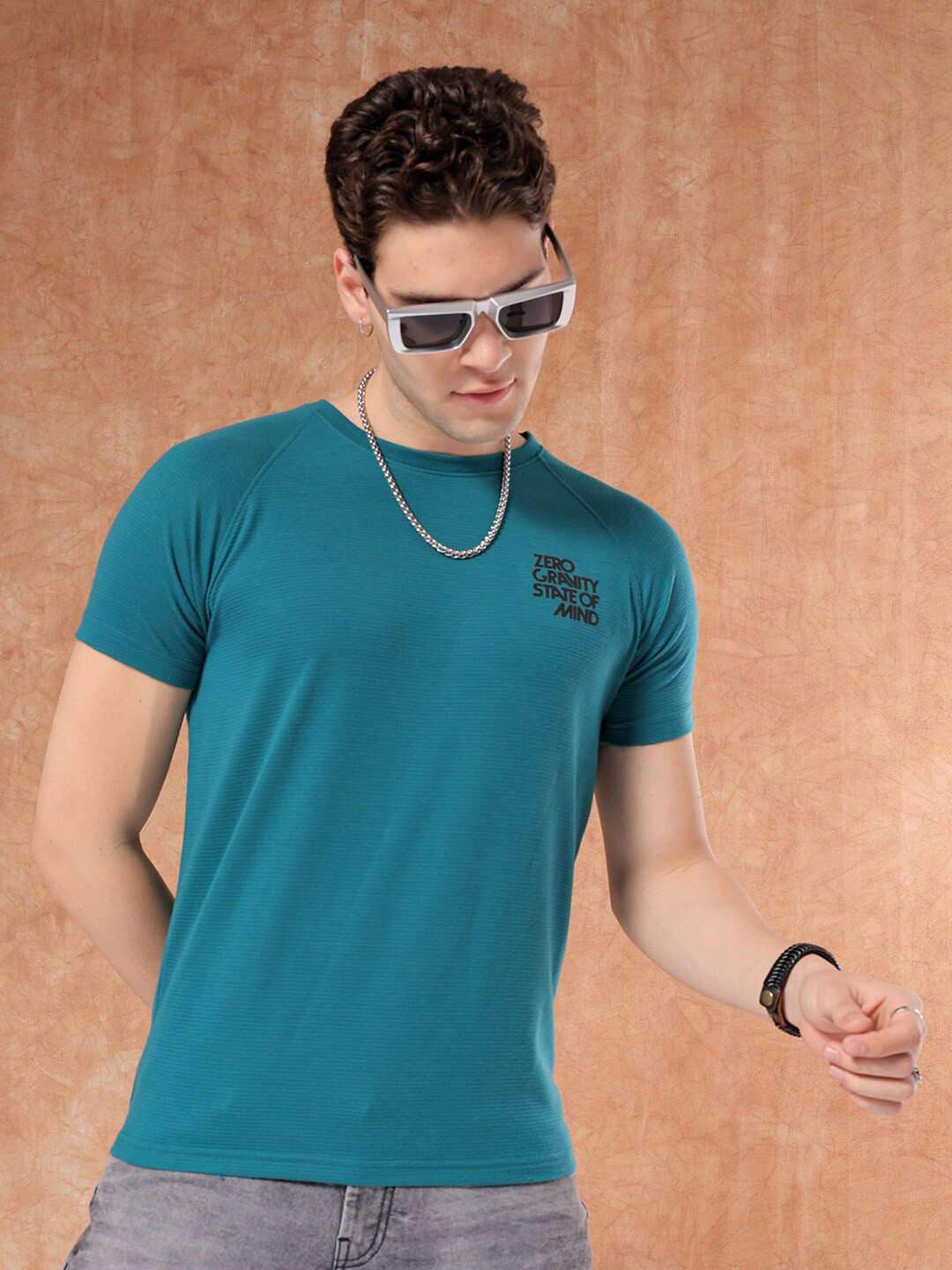 The Indian Garage Co Teal Raglan Sleeves T-shirt