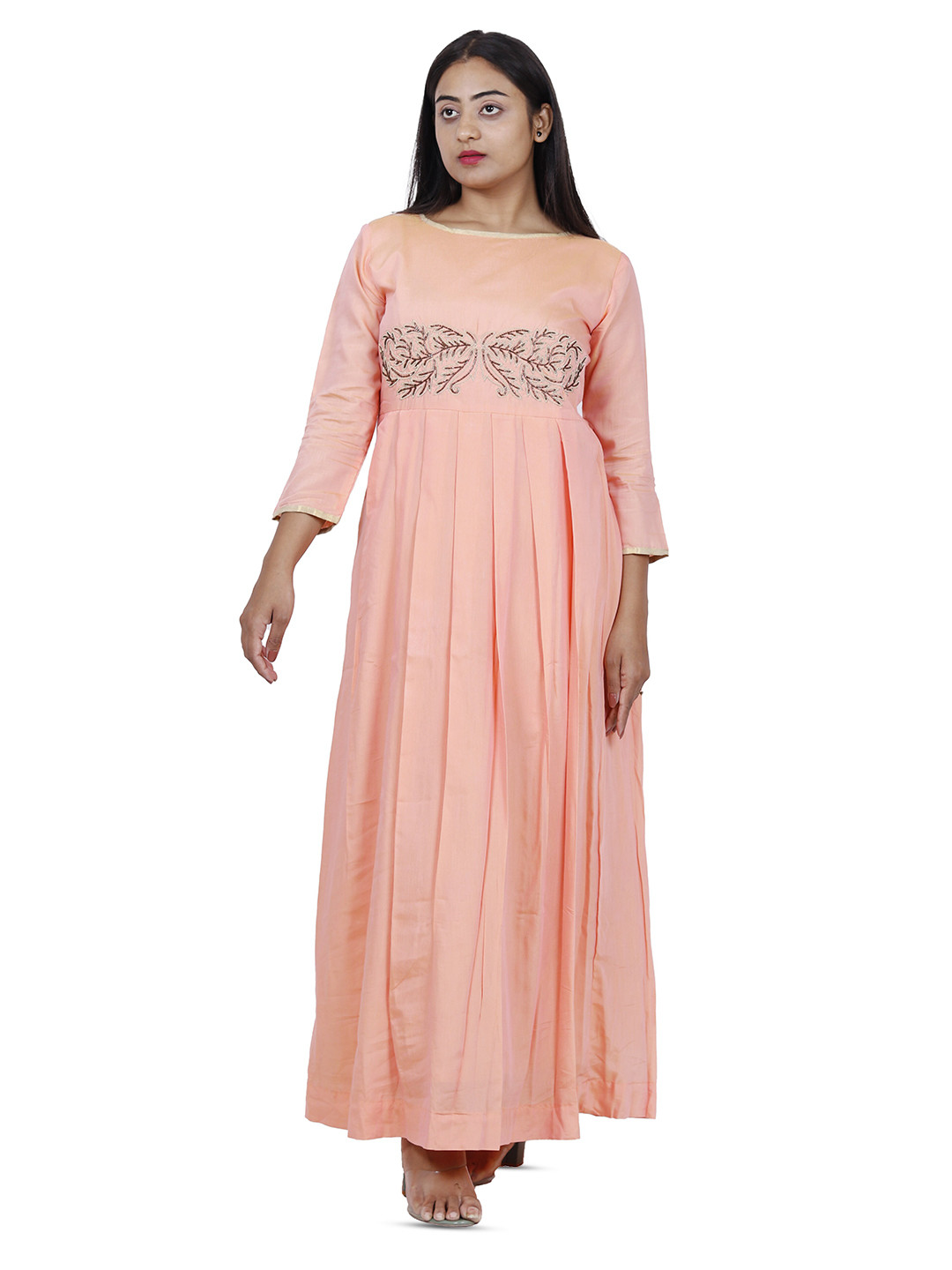 NAVGYA Boat Neck Embellished Maxi Dress