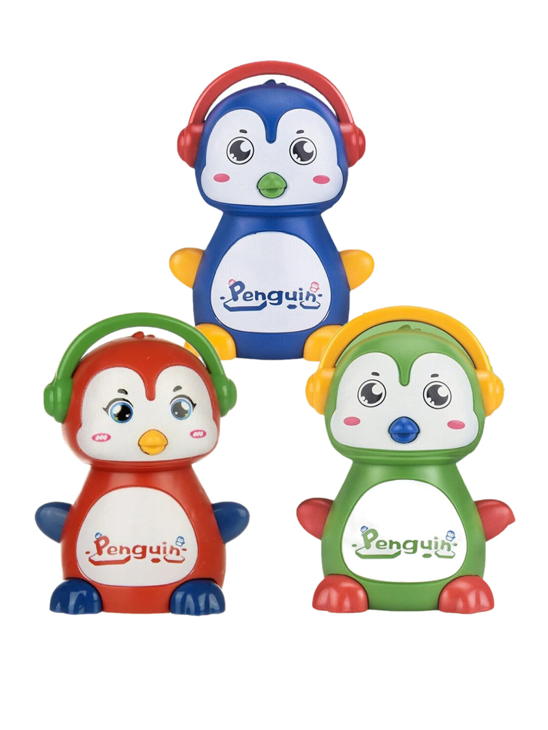 ADKD Kids 3 Pcs Press To Go Inertial Cute Penguin Toy