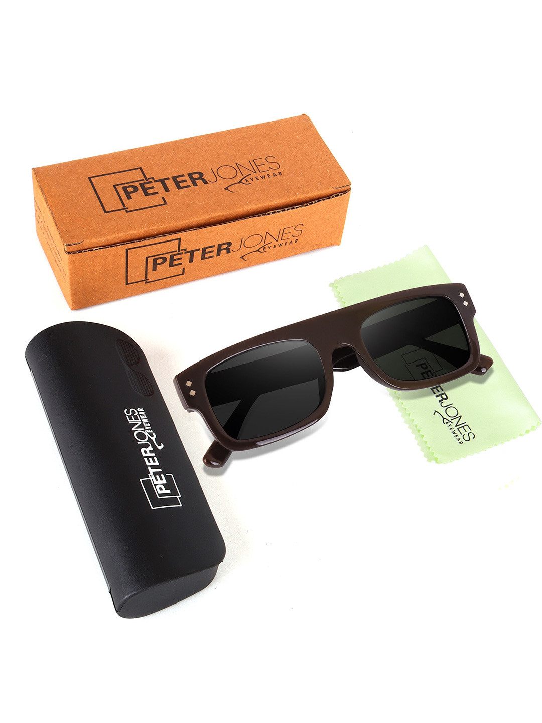 Peter Jones Eyewear Unisex Square Sunglasses with UV Protected Lens SG3637BR