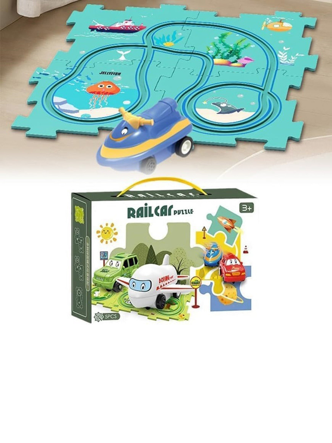 ADKD Kids Rail Car Puzzle Race Track Car Play Set