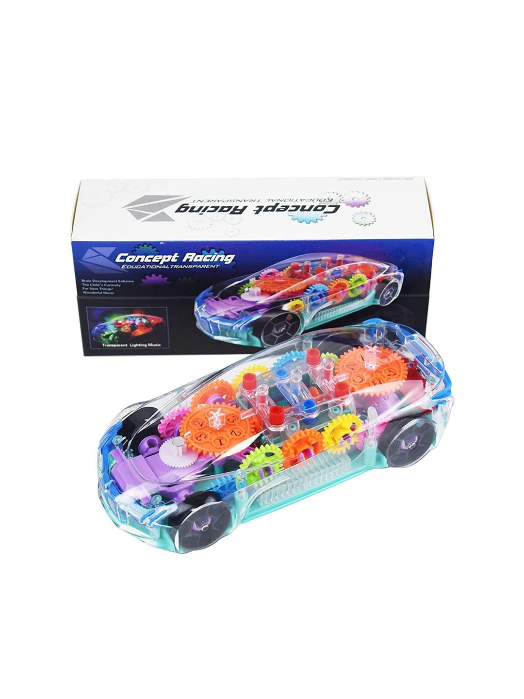 ADKD Kids Bump & Go Rotating Transparent Concept Racing Car Toy