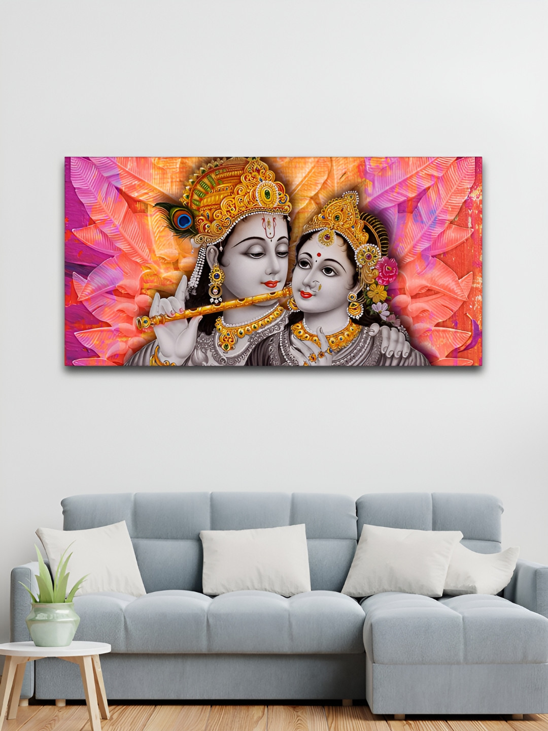 VibeCrafts Lord Krishna Canvas Living Room Rectangle Paintings Wall Art -24.02 x 1.22In