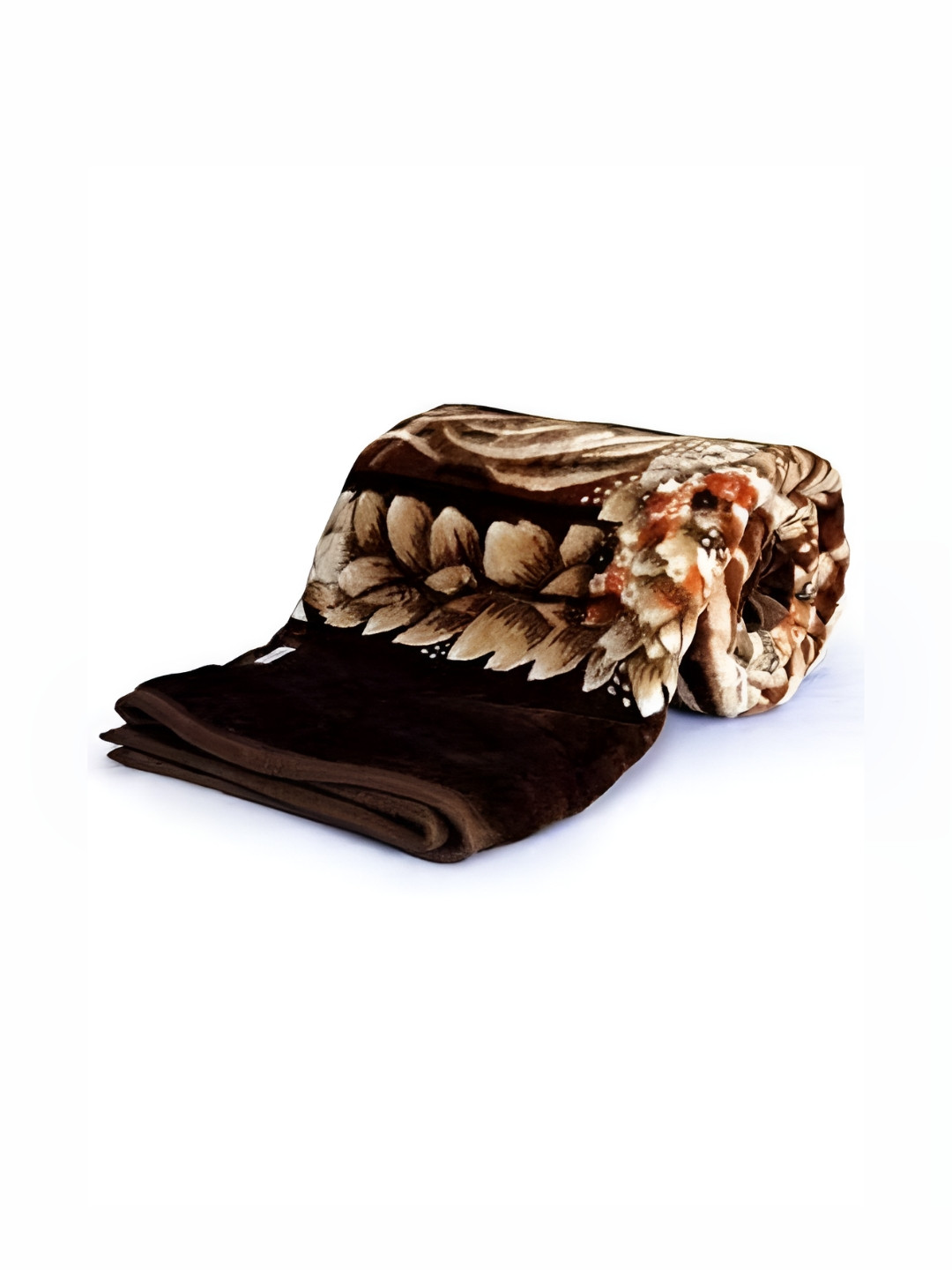 Signature Brown & White Floral Heavy Winter 350 GSM Double Bed Blanket