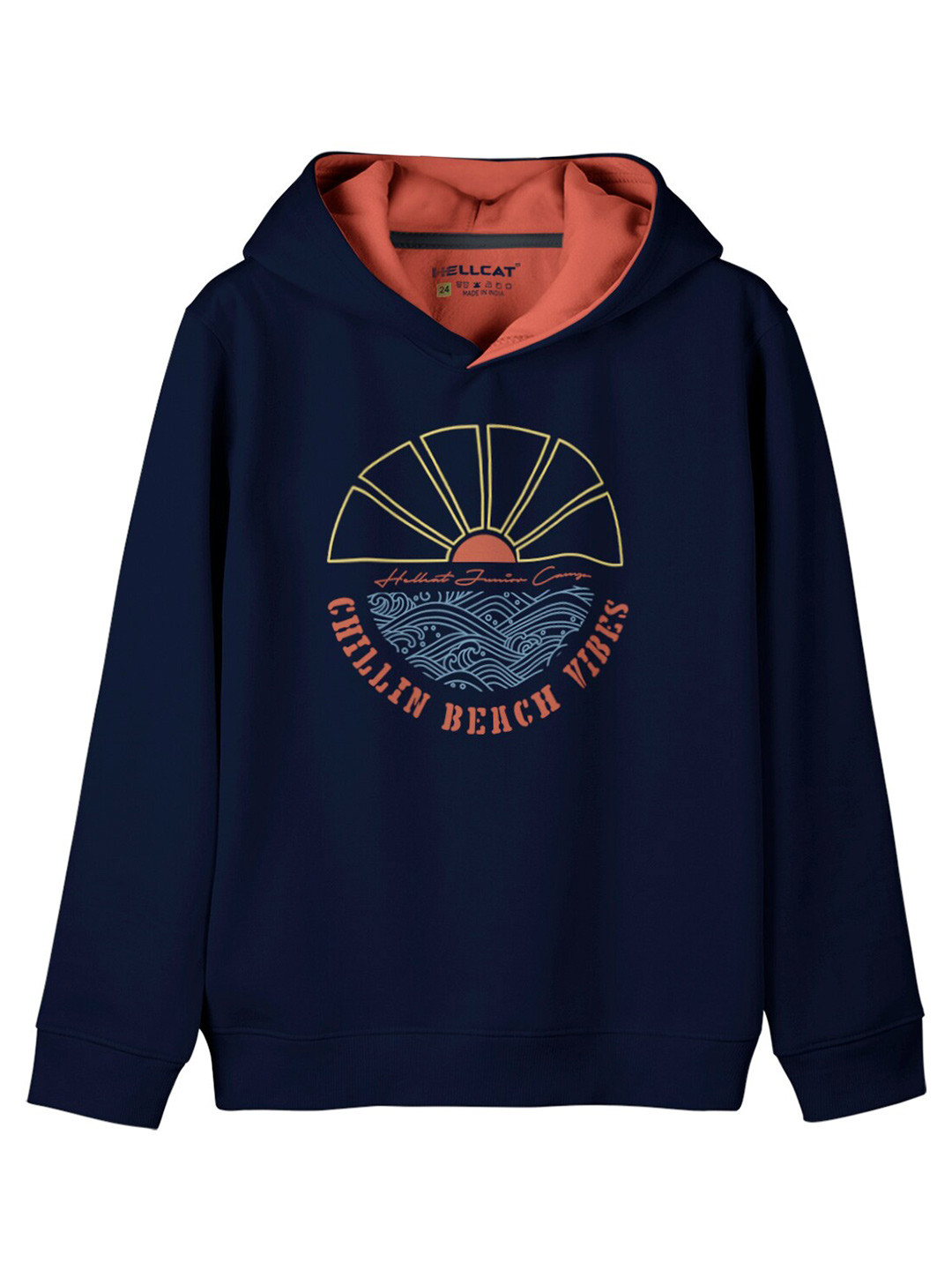 HELLCAT Girls Typography Printed Cotton Hooded Sweatshirt