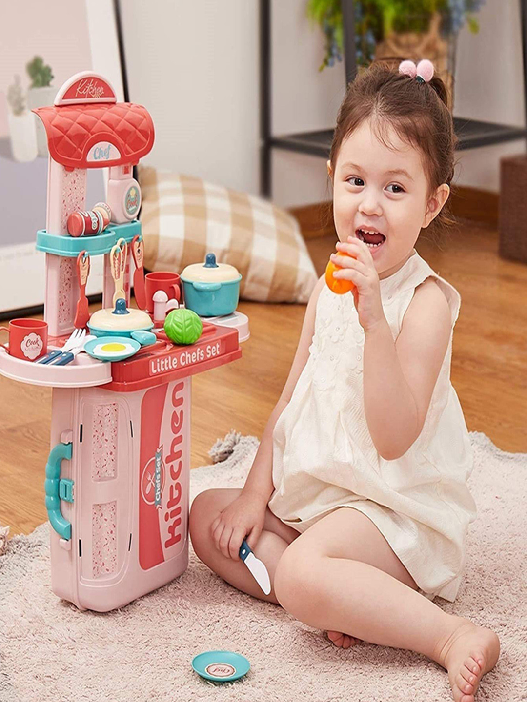 ADKD Kids 30 Pcs 3 in 1 Portable Little Chef Kitchen Play Set