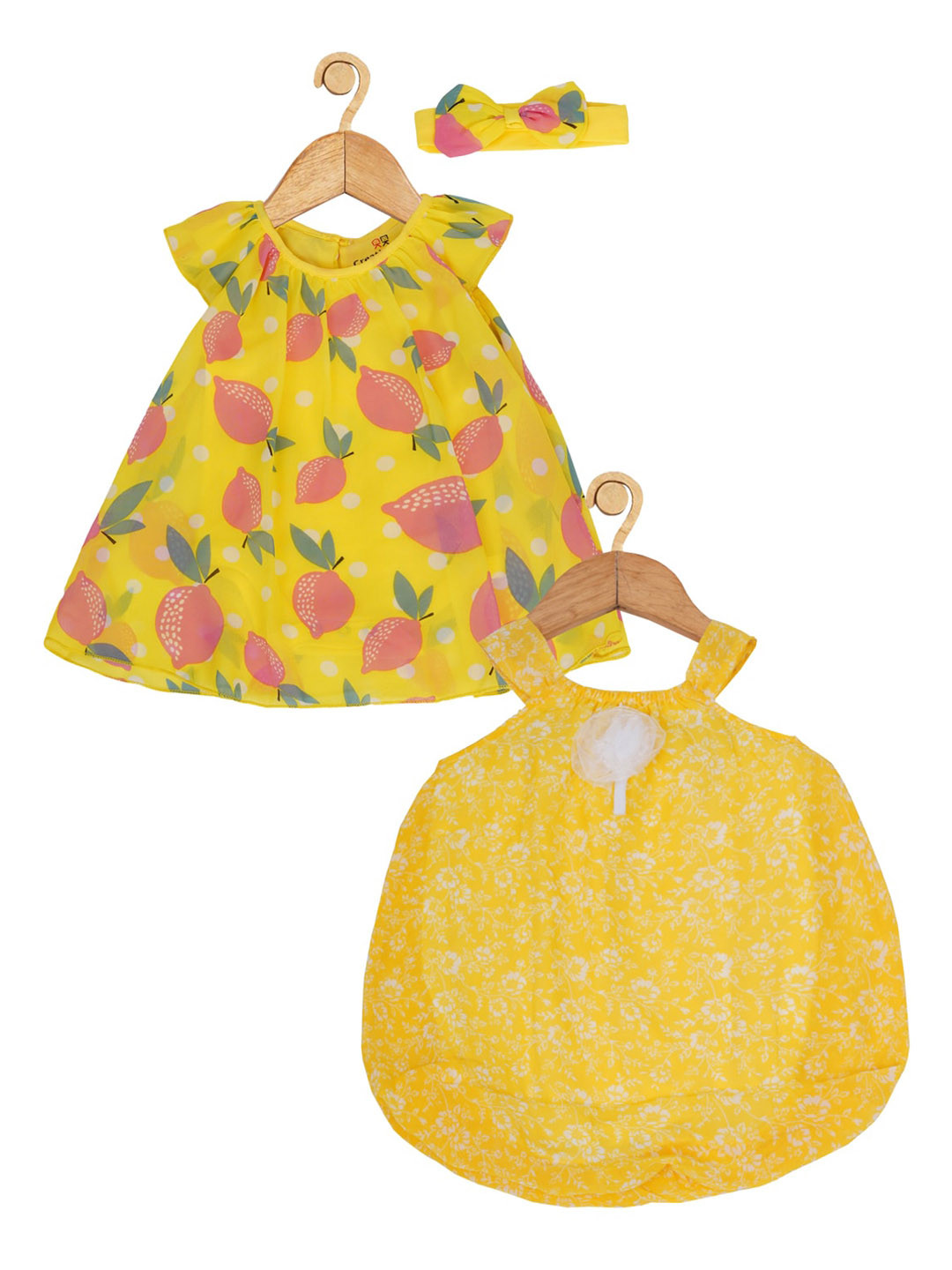 Creative Kids Infant Girls Pack of 2 Printed Round Neck A-Line Dresses