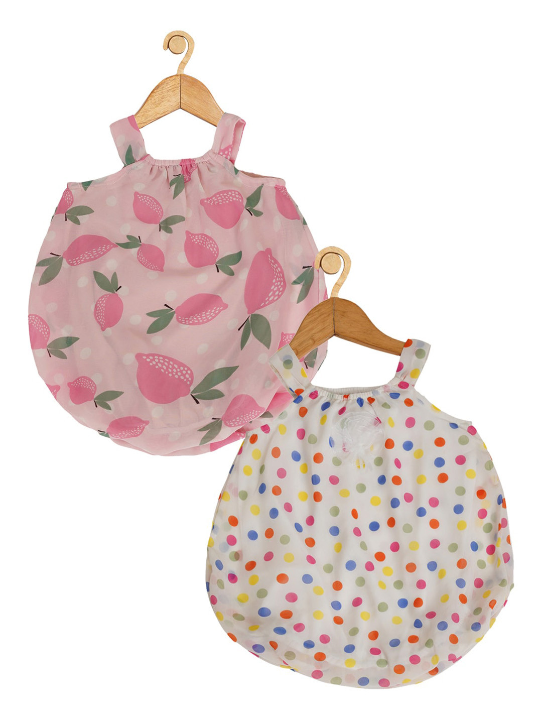 Creative Kids Infant Girls Pack of 2 Printed Shoulder Straps A-Line Dresses