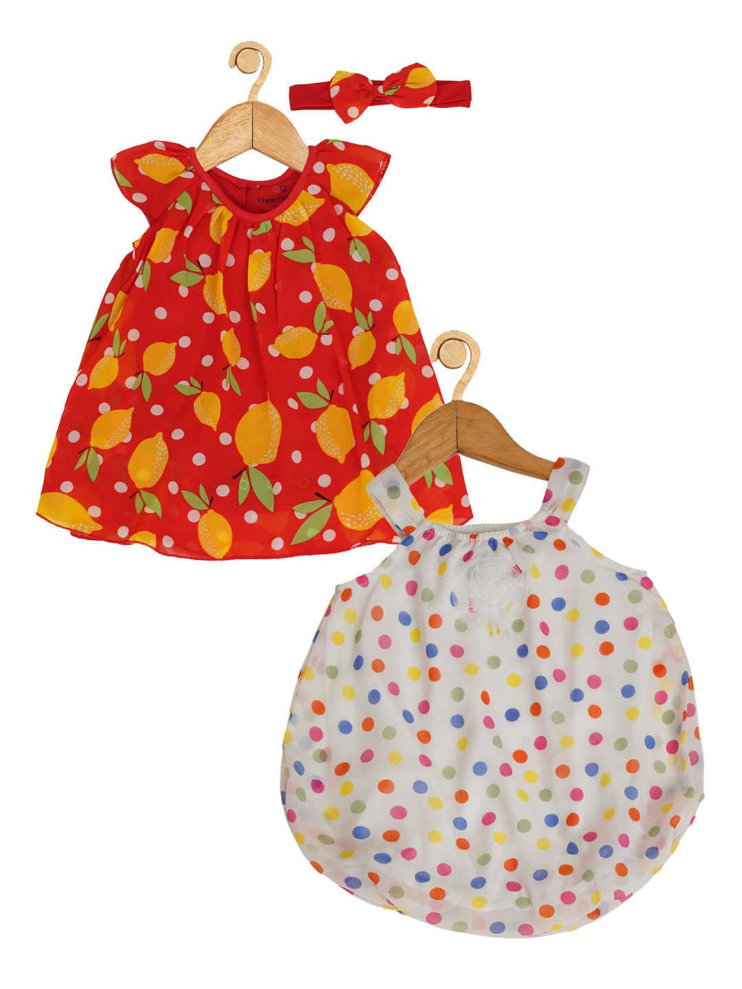 Creative Kids Infant Pack of 2 Printed Romper Dresses